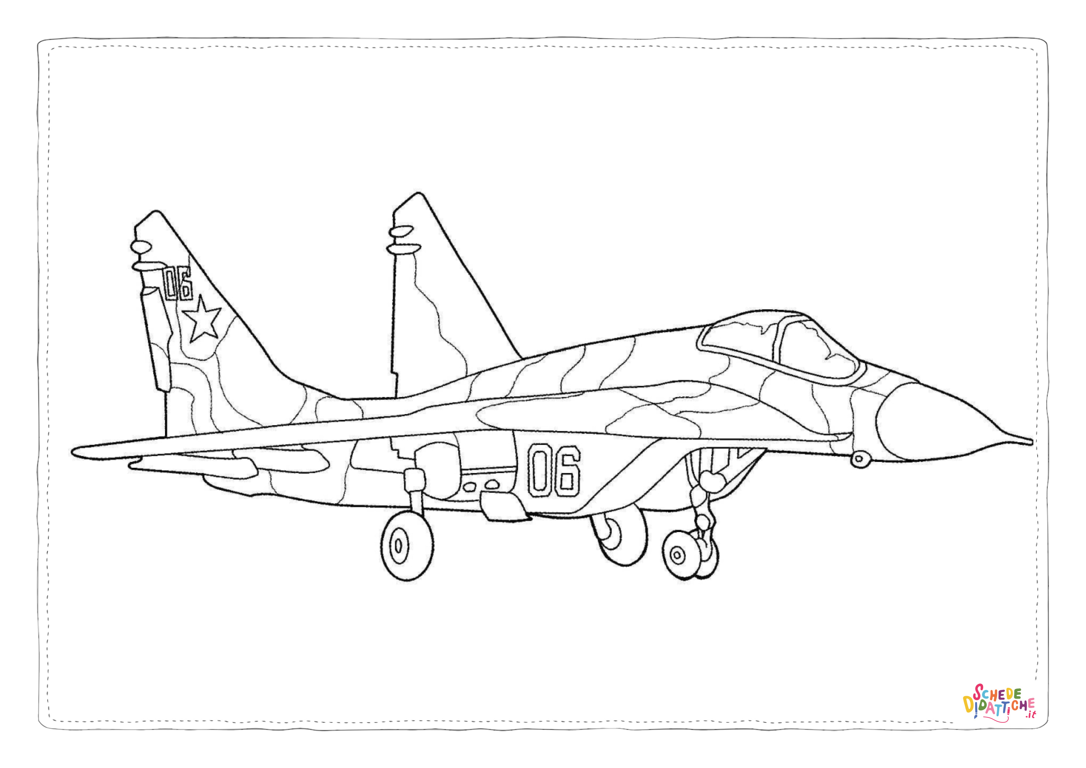 Disegno "Disegno di aereo militare da stampare e colorare 73" Disegno di aereo militare da stampare e colorare 73
