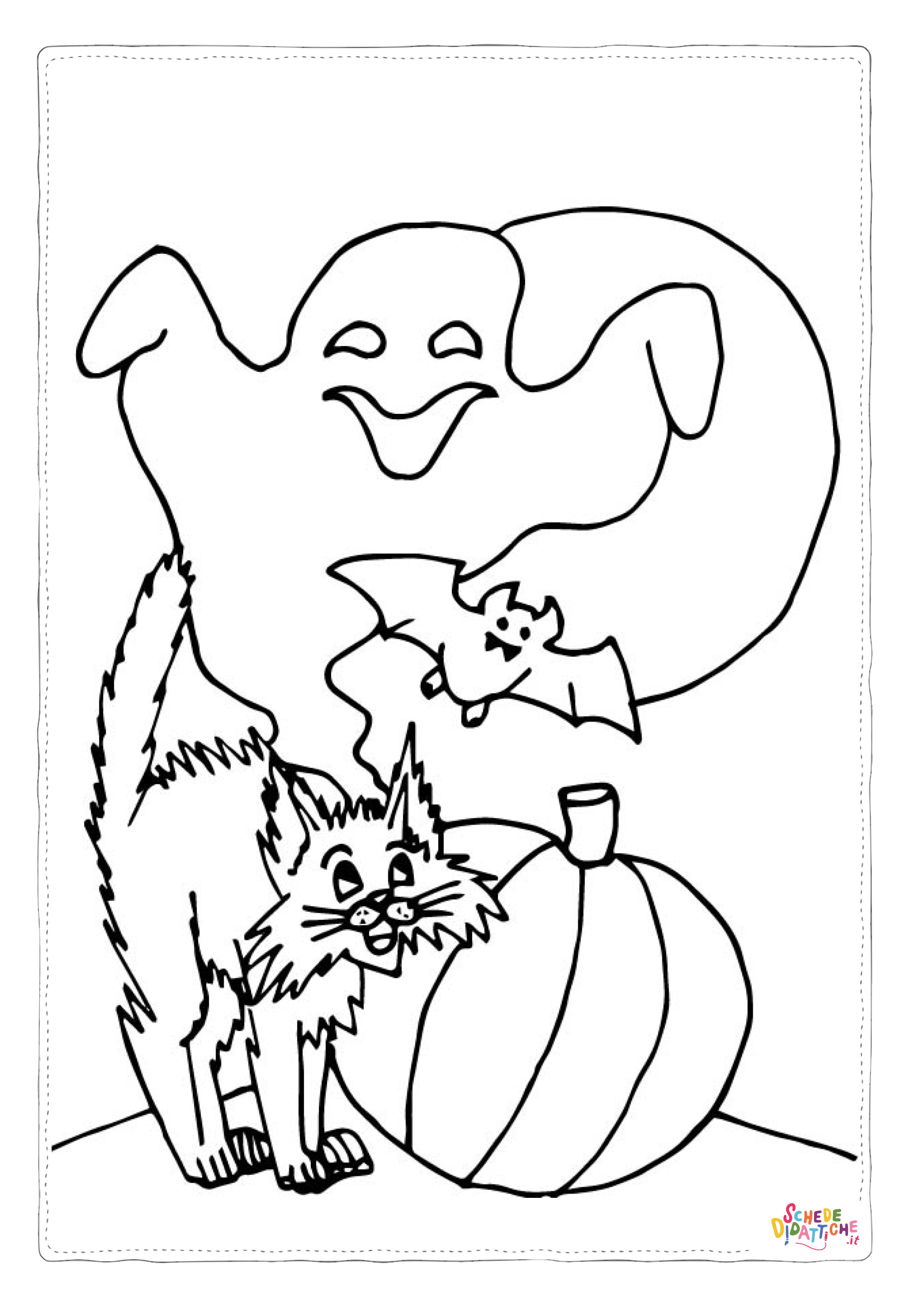 Disegno "Disegno di gatto di halloween da stampare e colorare 12" Disegno di gatto di halloween da stampare e colorare 12