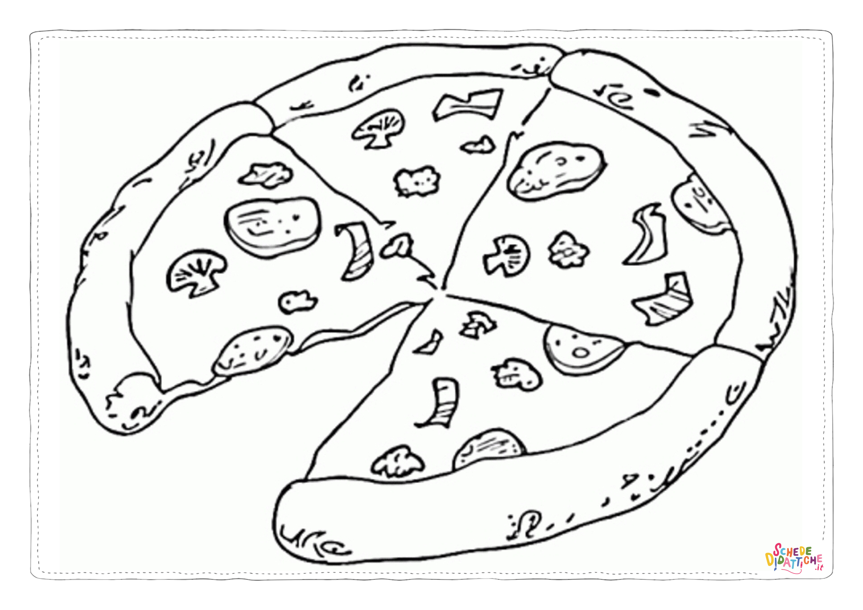 Disegno "Disegno di pizza da stampare e colorare 3" Disegno di pizza da stampare e colorare 3