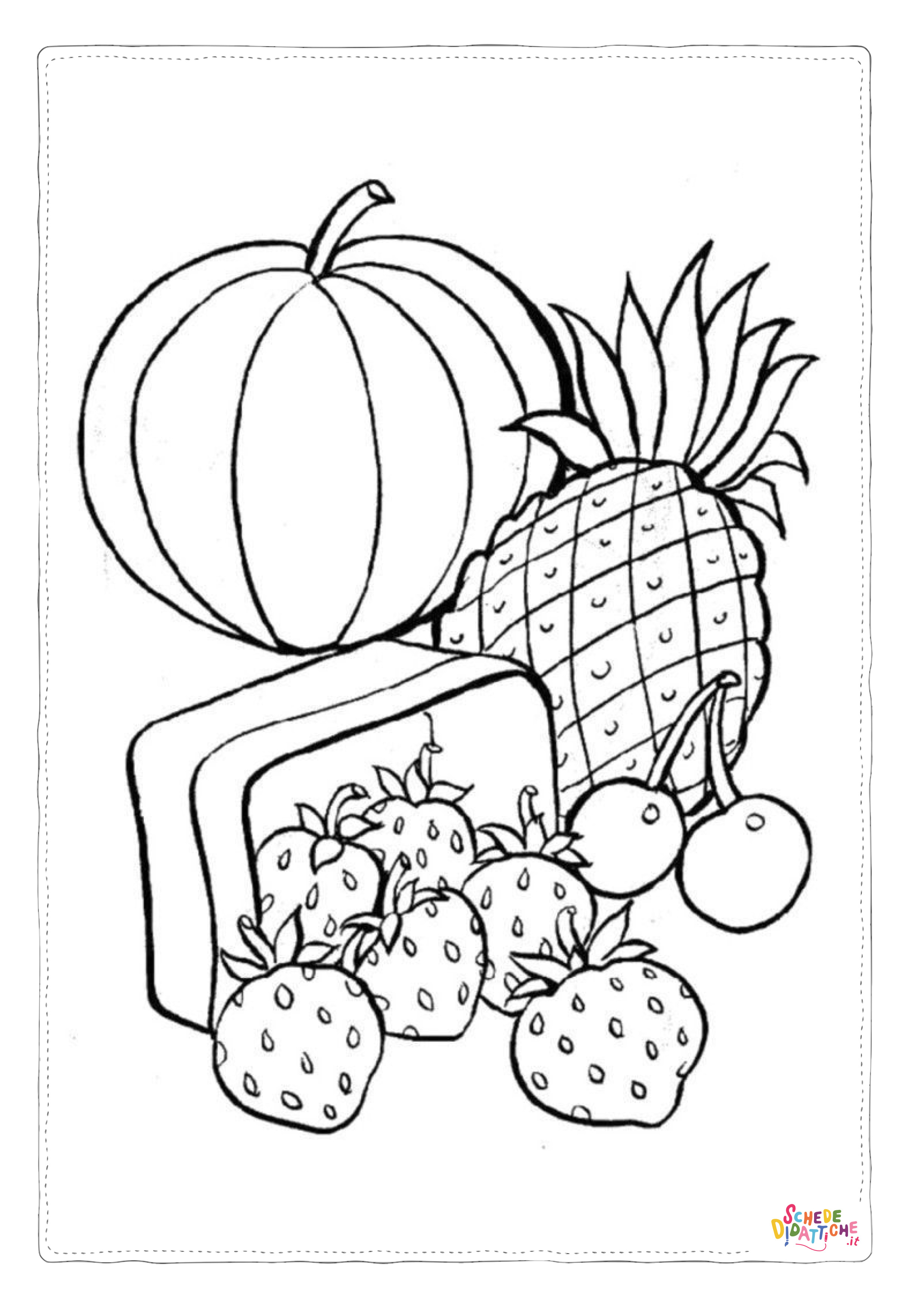Disegno di cesto di frutta da stampare e colorare 54