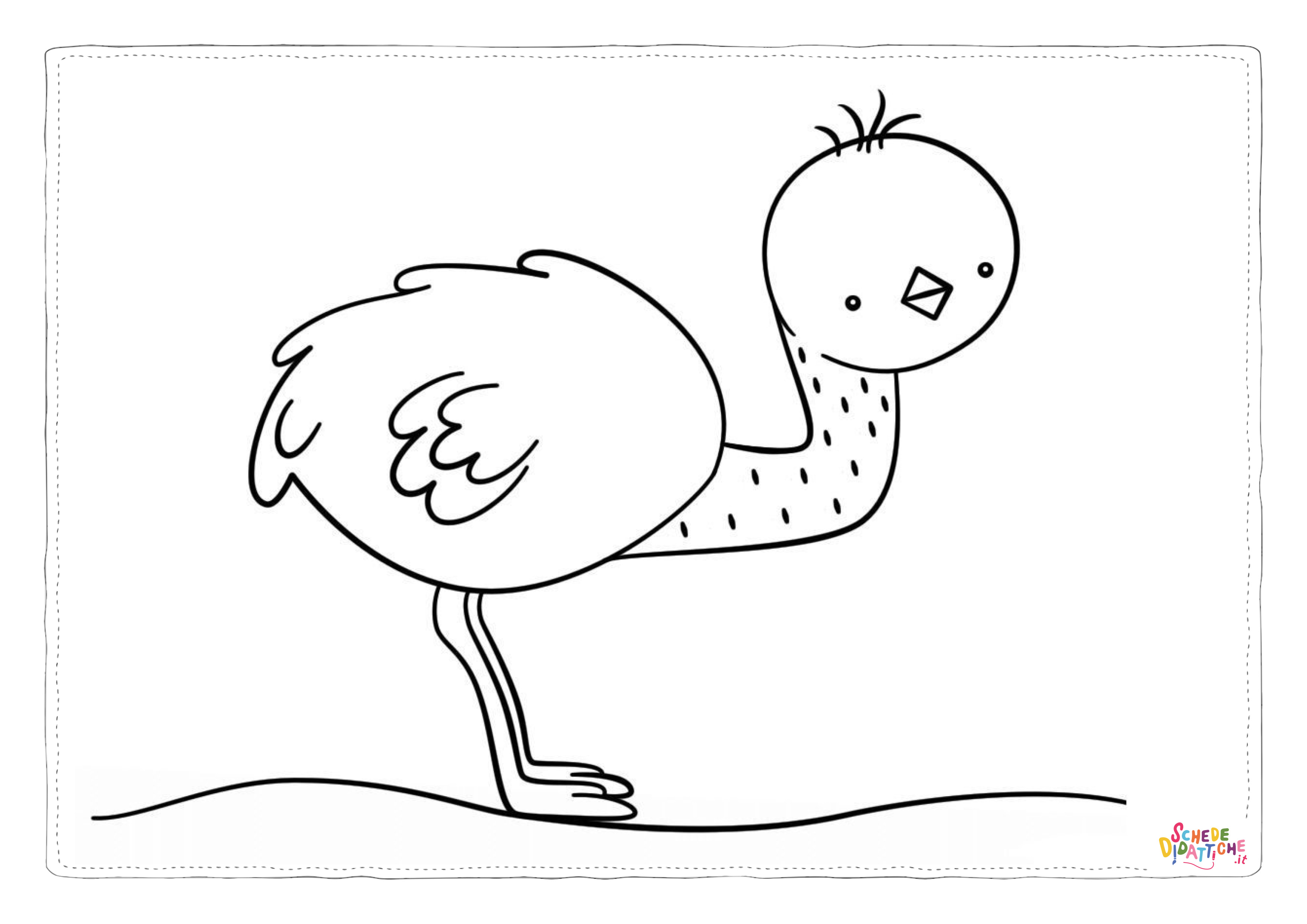 Disegno "Disegno di struzzo da stampare e colorare 16" Disegno di struzzo da stampare e colorare 16