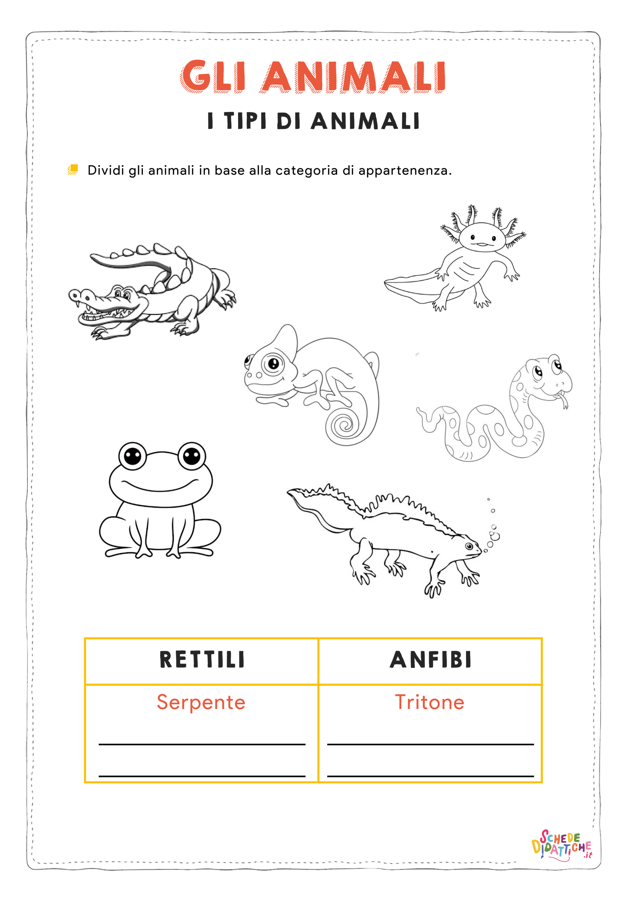 Disegno "Gli animali - Rettili e anfibi" Gli animali - Rettili e anfibi