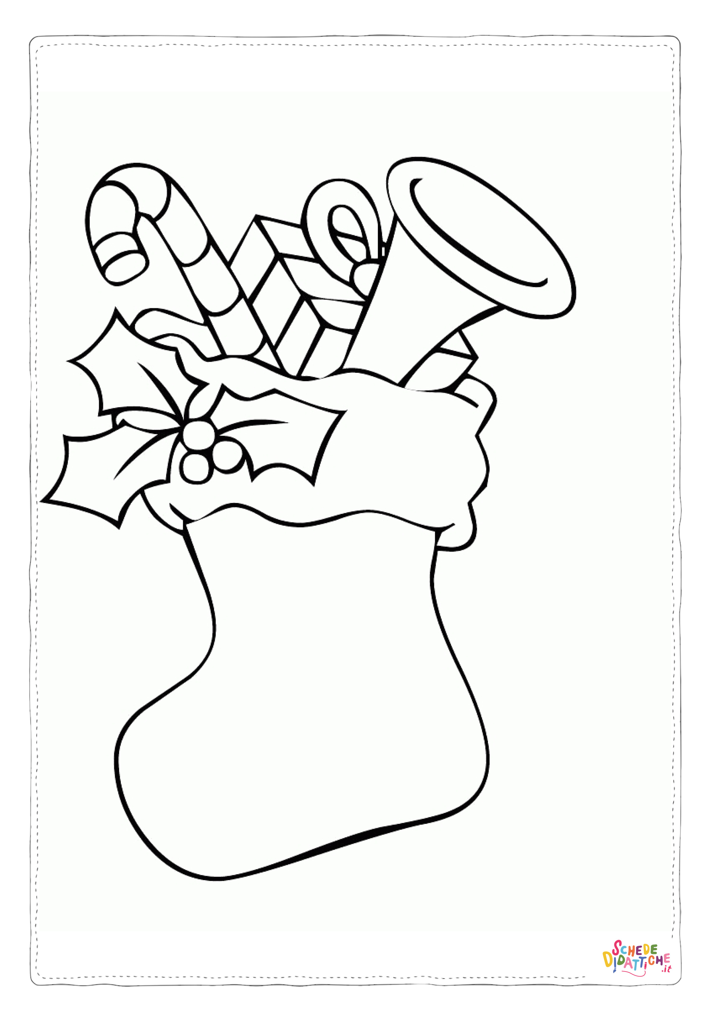 Disegno "Disegno di calza di Natale da stampare e colorare 19" Disegno di calza di Natale da stampare e colorare 19