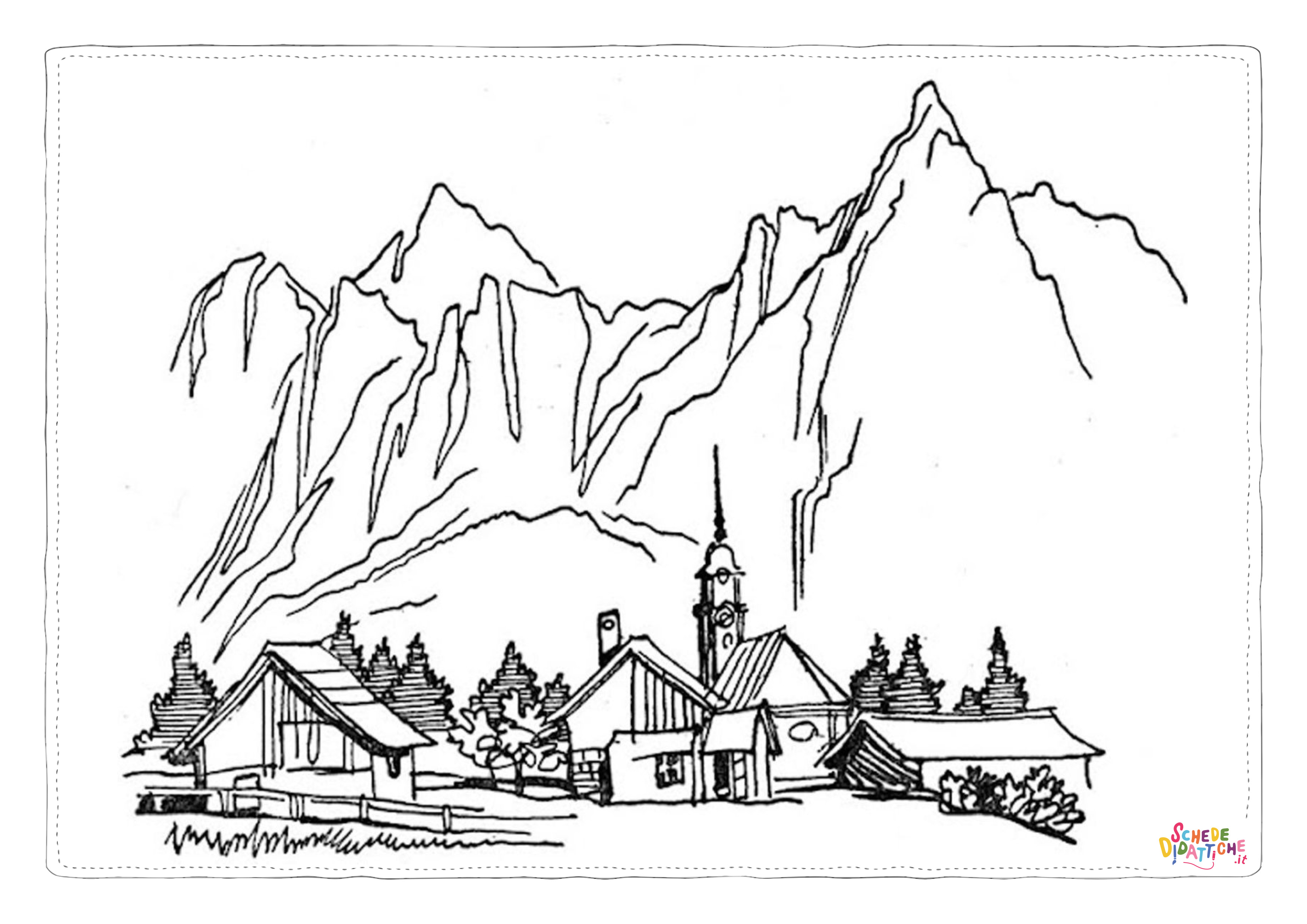 Disegno "Disegno di paesaggio da stampare e colorare 4" Disegno di paesaggio da stampare e colorare 4