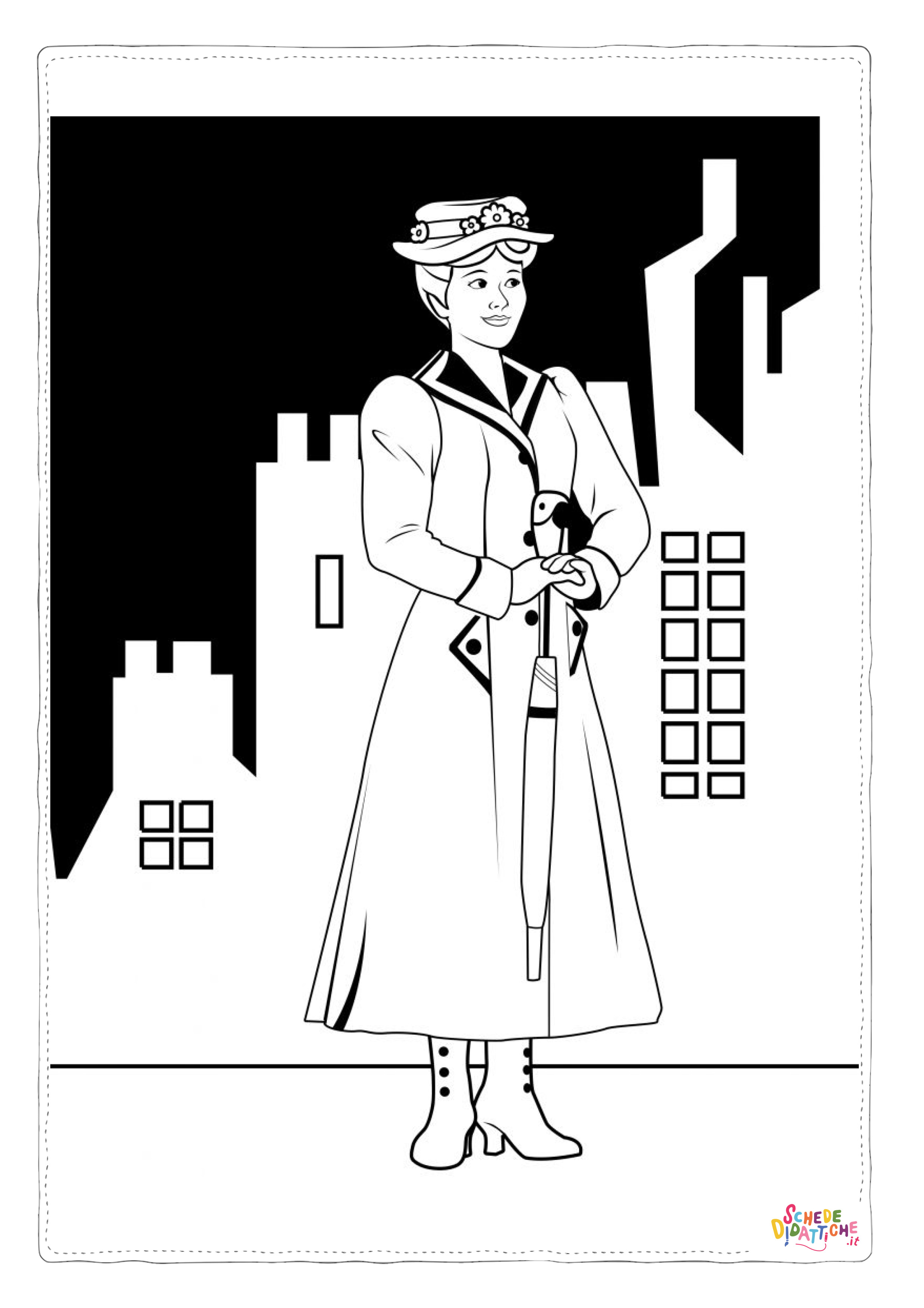 Disegno "Disegno di Mary Poppins da stampare e colorare 33" Disegno di Mary Poppins da stampare e colorare 33