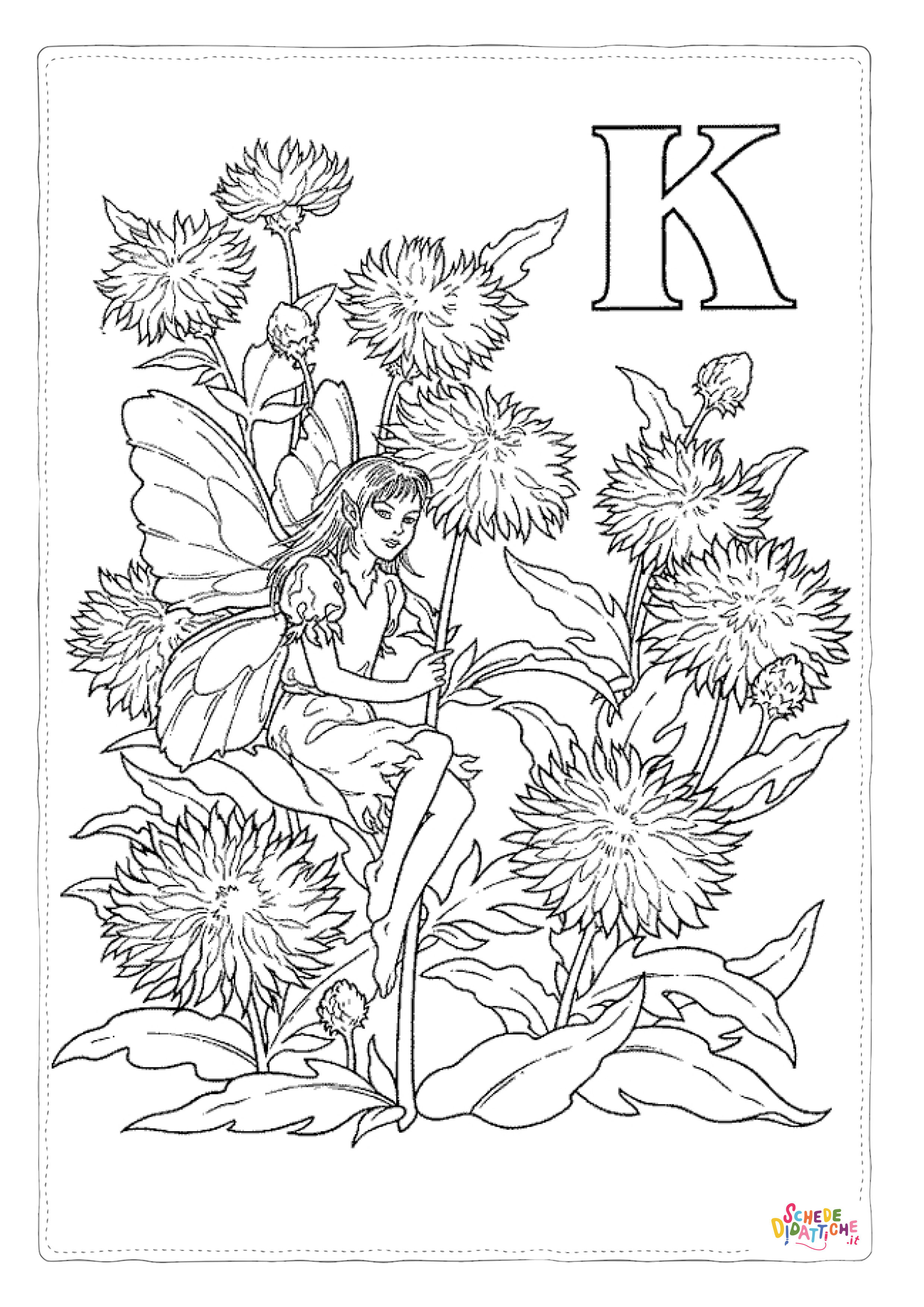 Disegno "Disegno di fata da stampare e colorare 23" Disegno di fata da stampare e colorare 23