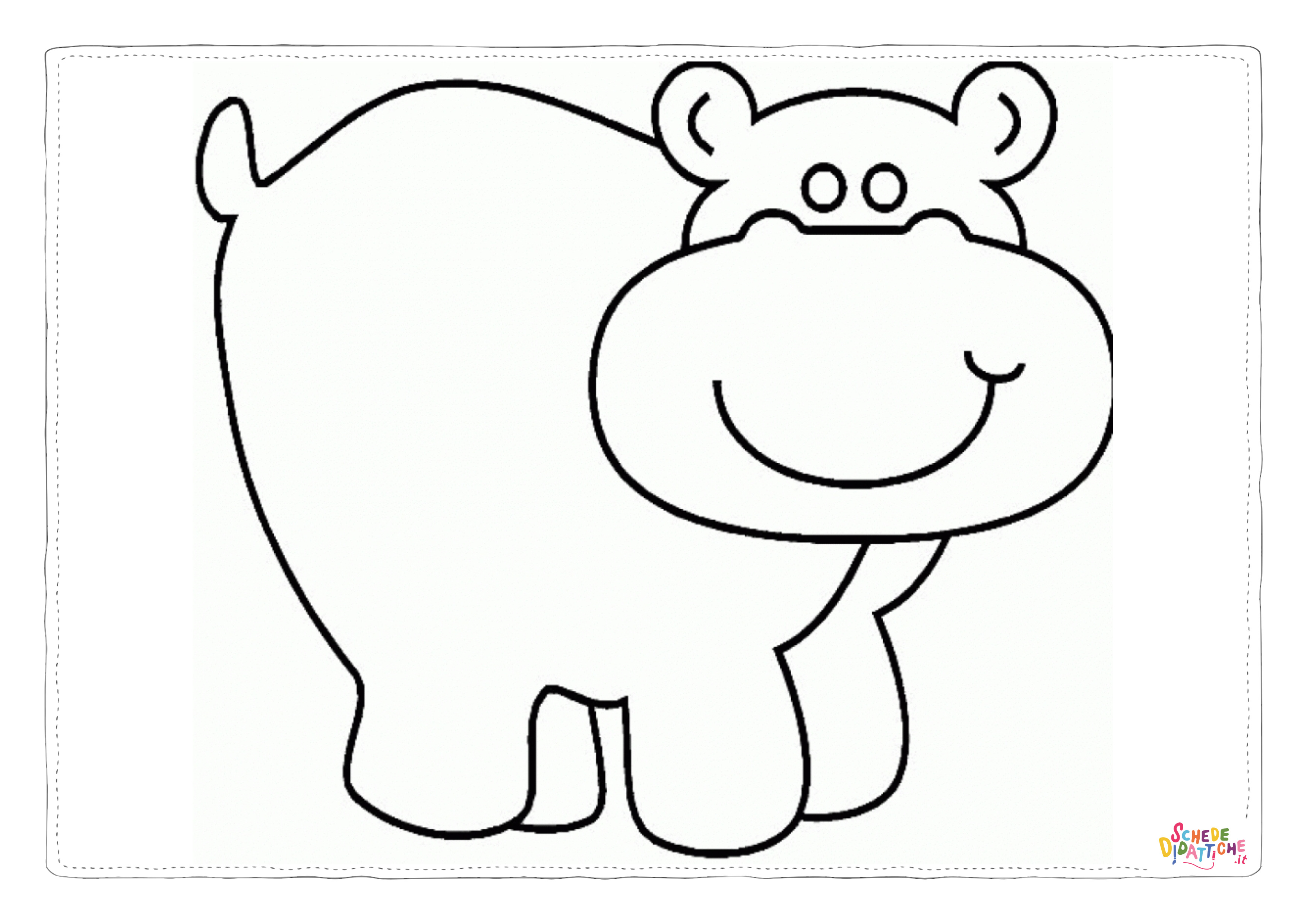 Disegno "Disegno di ippopotamo da stampare e colorare 35" Disegno di ippopotamo da stampare e colorare 35