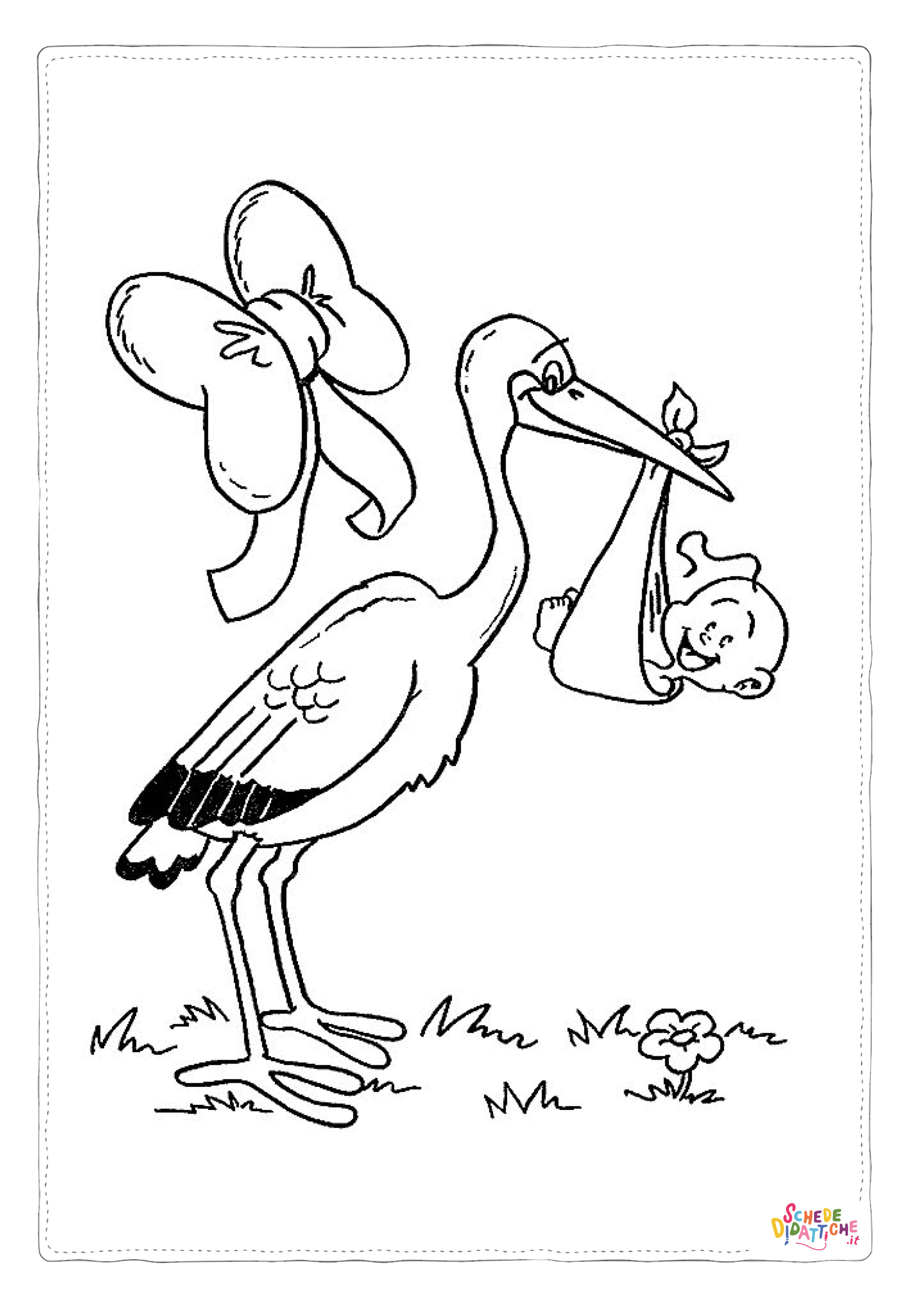 Disegno "Disegno di cicogna da stampare e colorare" Disegno di cicogna da stampare e colorare