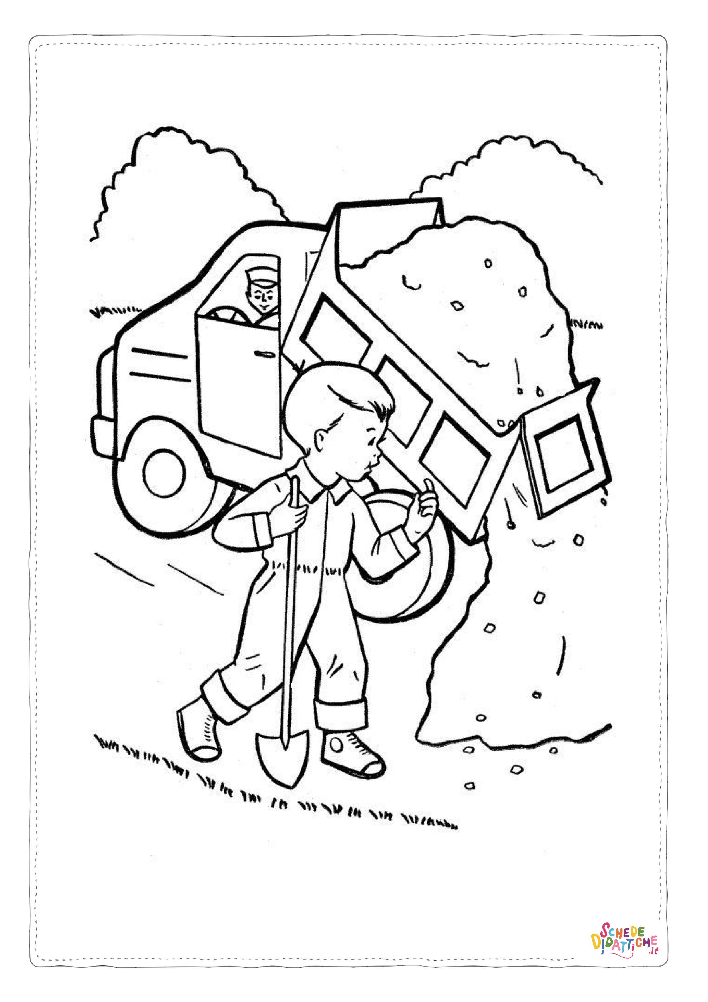 Disegno di mezzo da lavoro da stampare e colorare 100