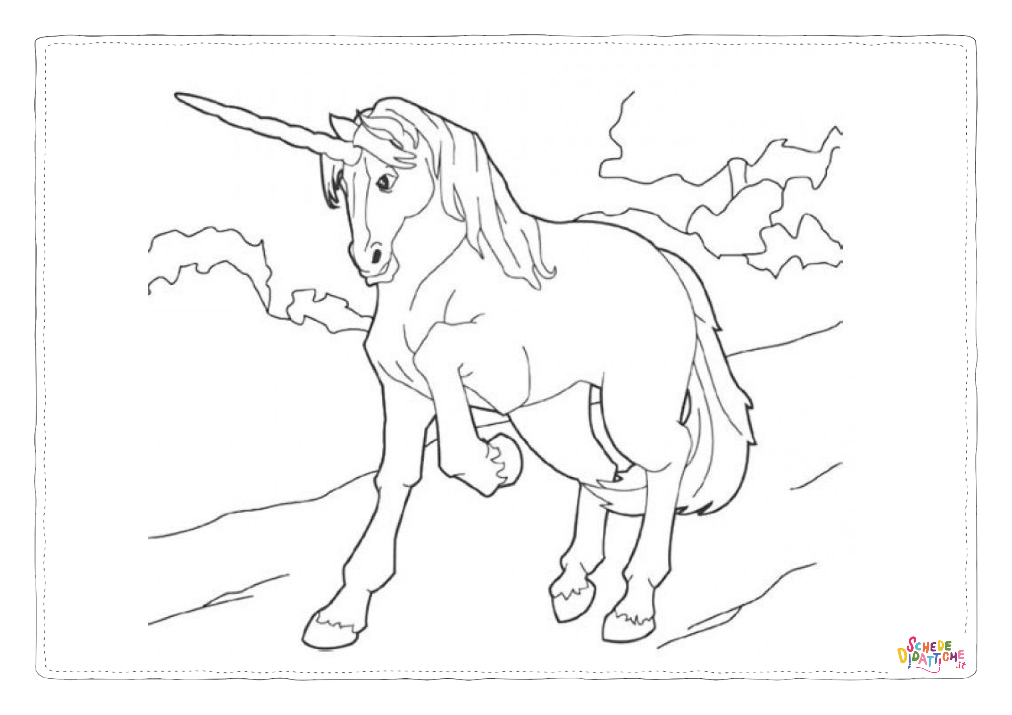 Disegno "Disegno di unicorno da stampare e colorare 105" Disegno di unicorno da stampare e colorare 105