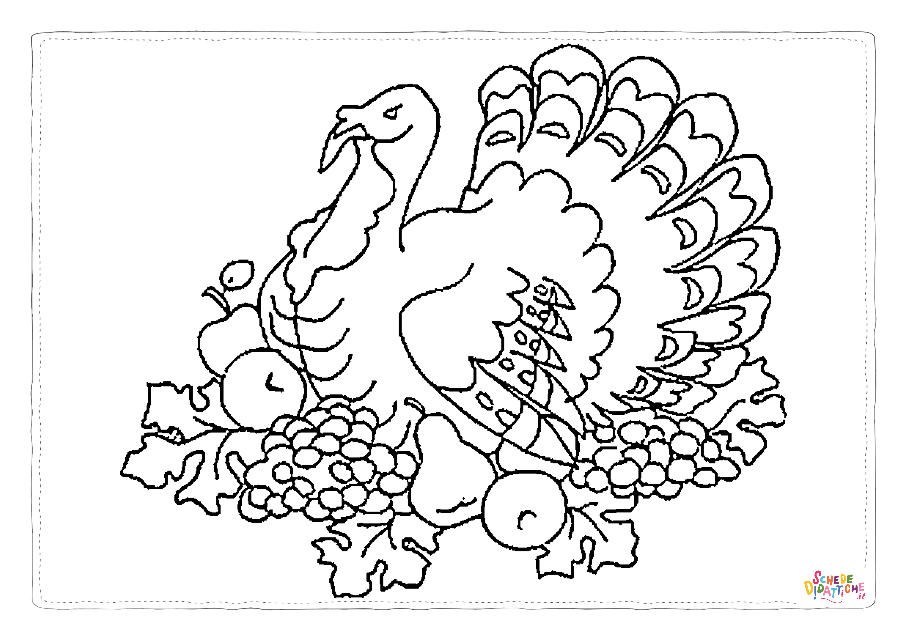 Disegno "Disegno di tacchino da stampare e colorare 1" Disegno di tacchino da stampare e colorare 1