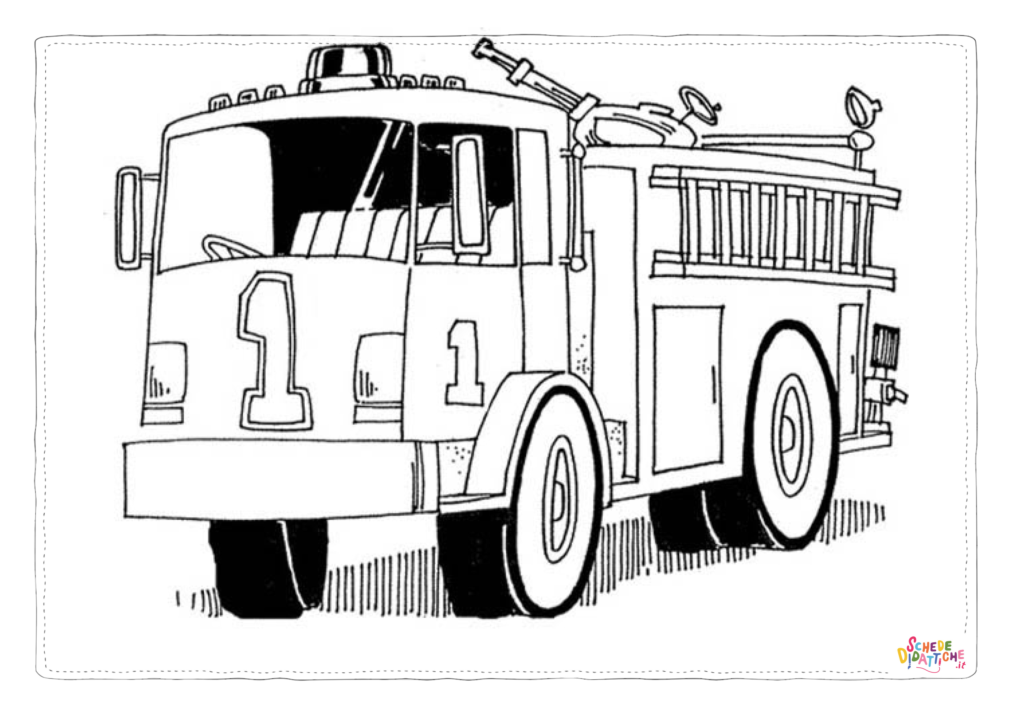 Disegno di camion dei pompieri da stampare e colorare 34