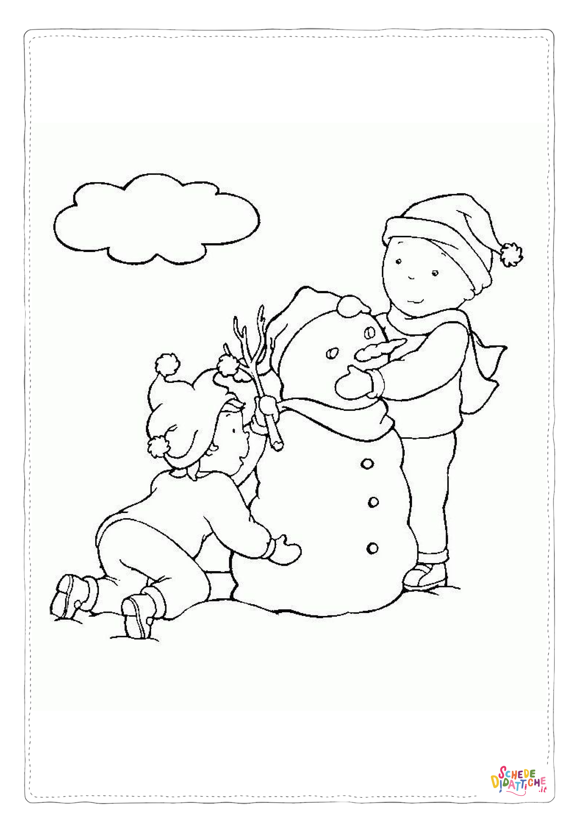 Disegno "Disegno di pupazzo di neve da stampare e colorare 122" Disegno di pupazzo di neve da stampare e colorare 122