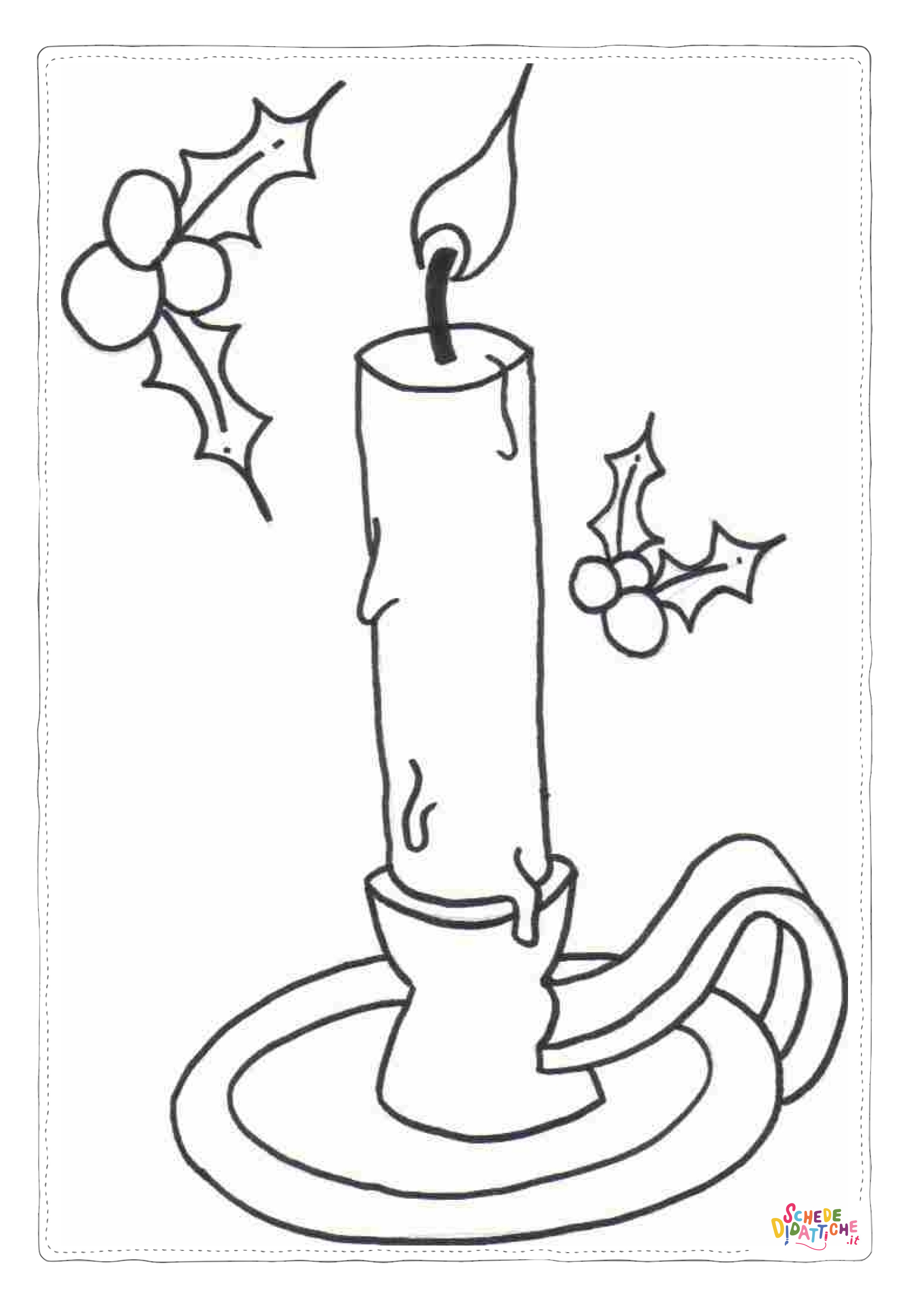 Disegno di candela natalizia da stampare e colorare 5