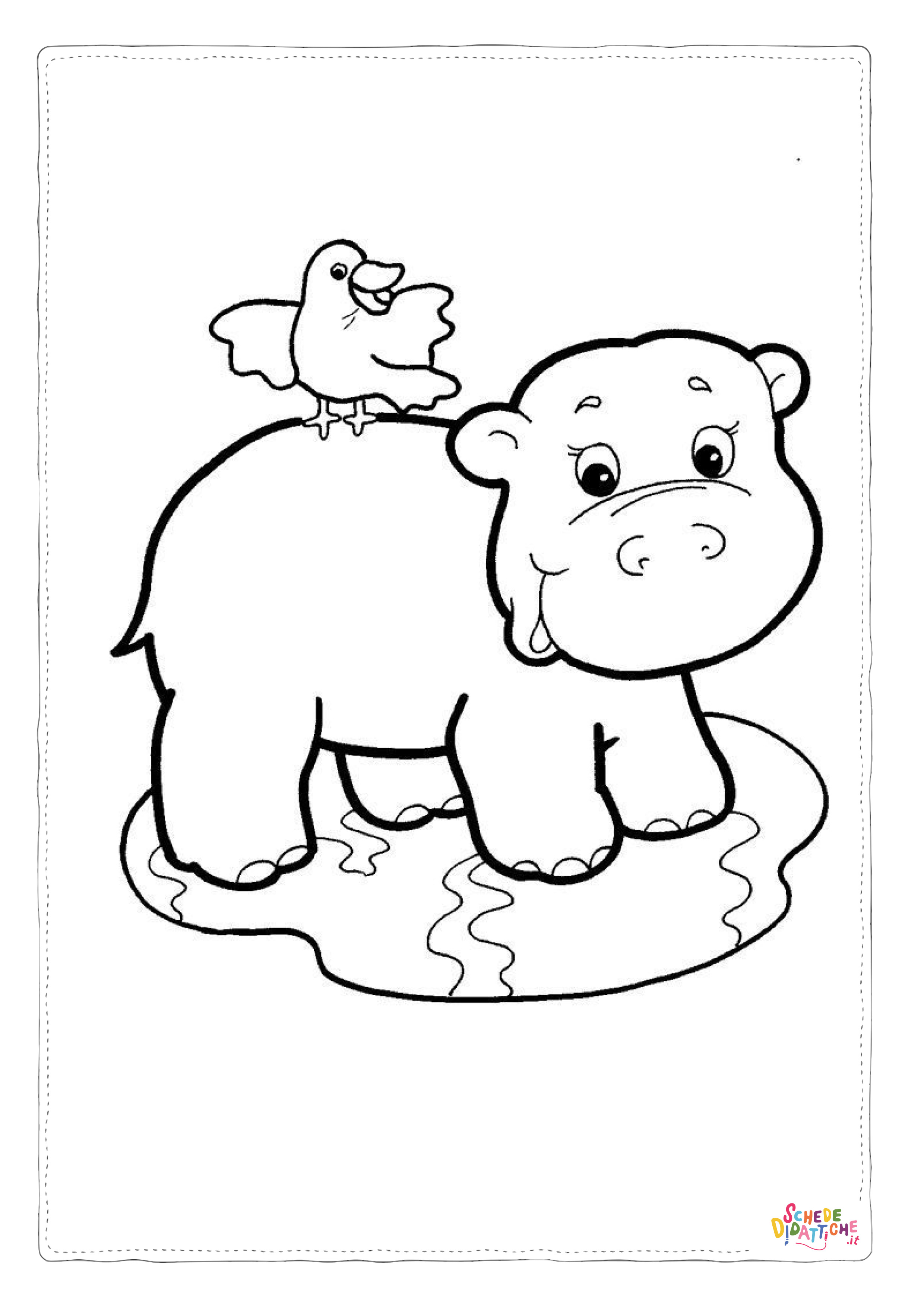 Disegno "Disegno di ippopotamo da stampare e colorare 60" Disegno di ippopotamo da stampare e colorare 60