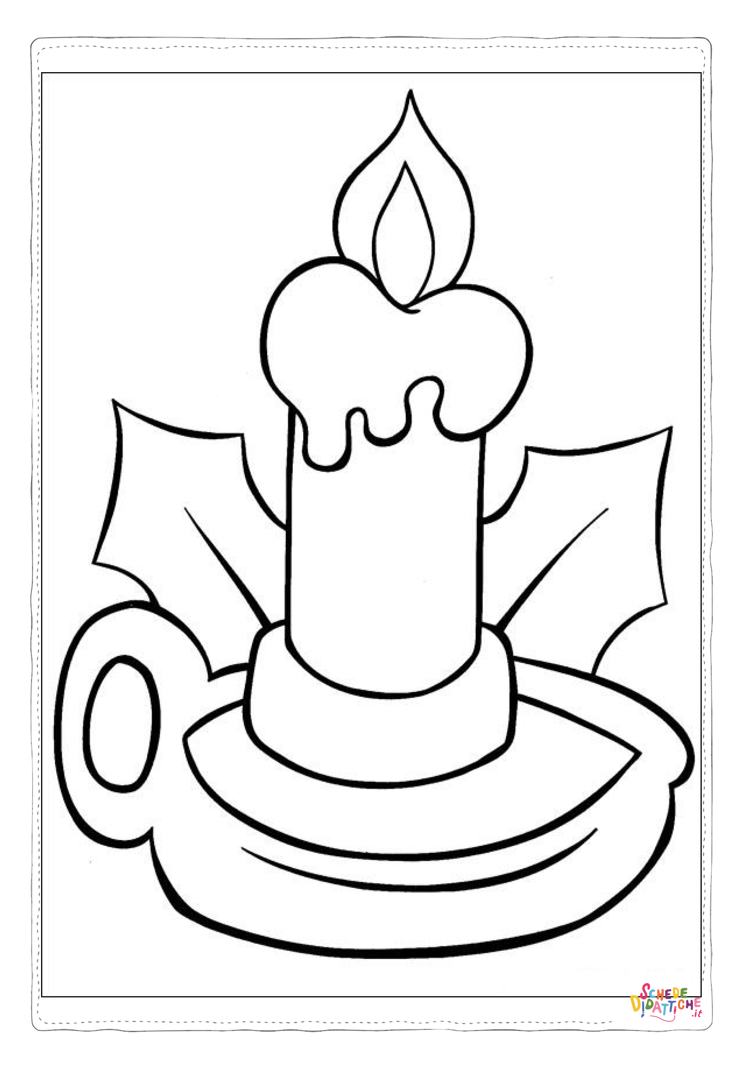 Disegno di candela natalizia da stampare e colorare 10