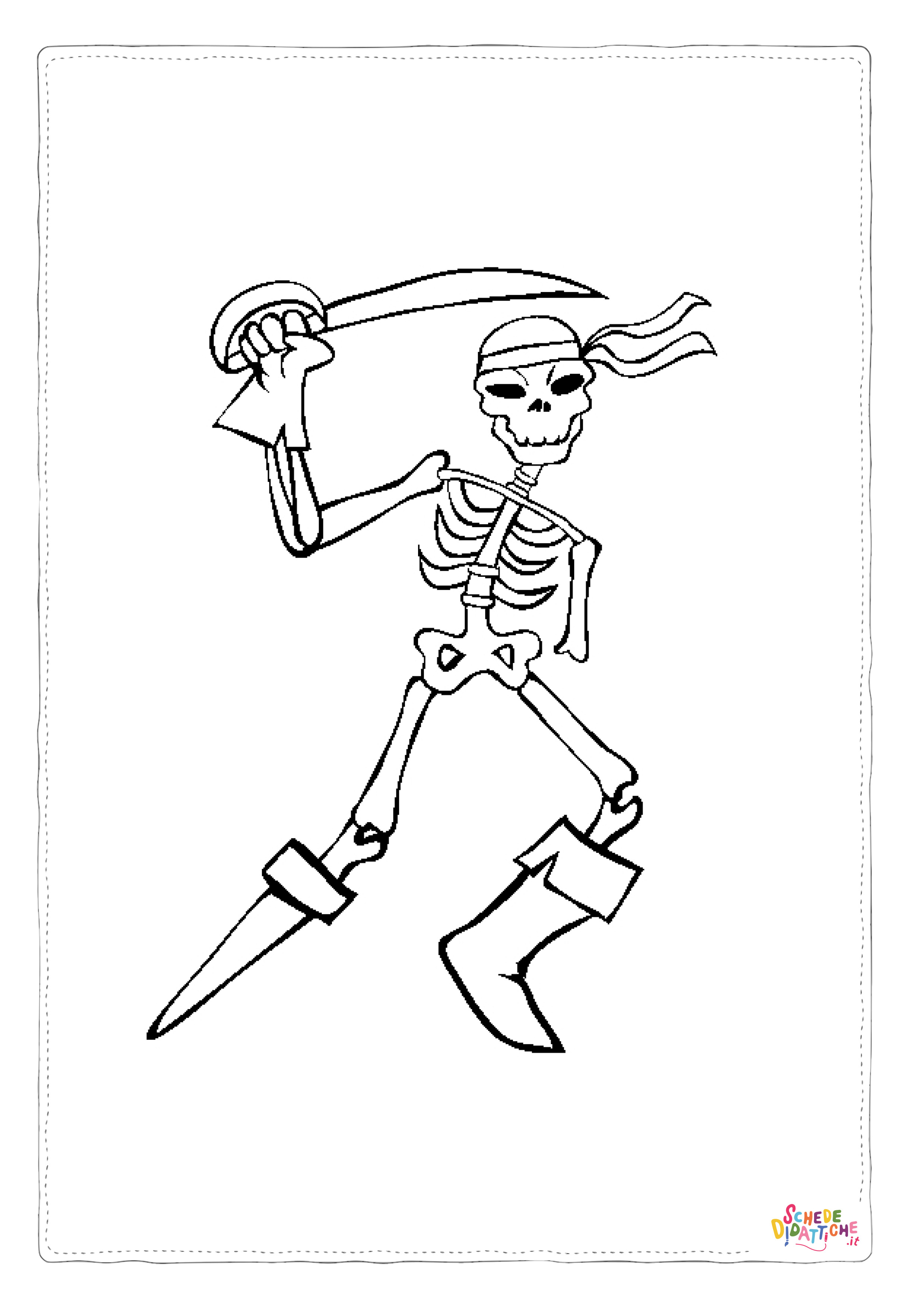 Disegno "Disegno di teschio e scheletro da stampare e colorare 41" Disegno di teschio e scheletro da stampare e colorare 41