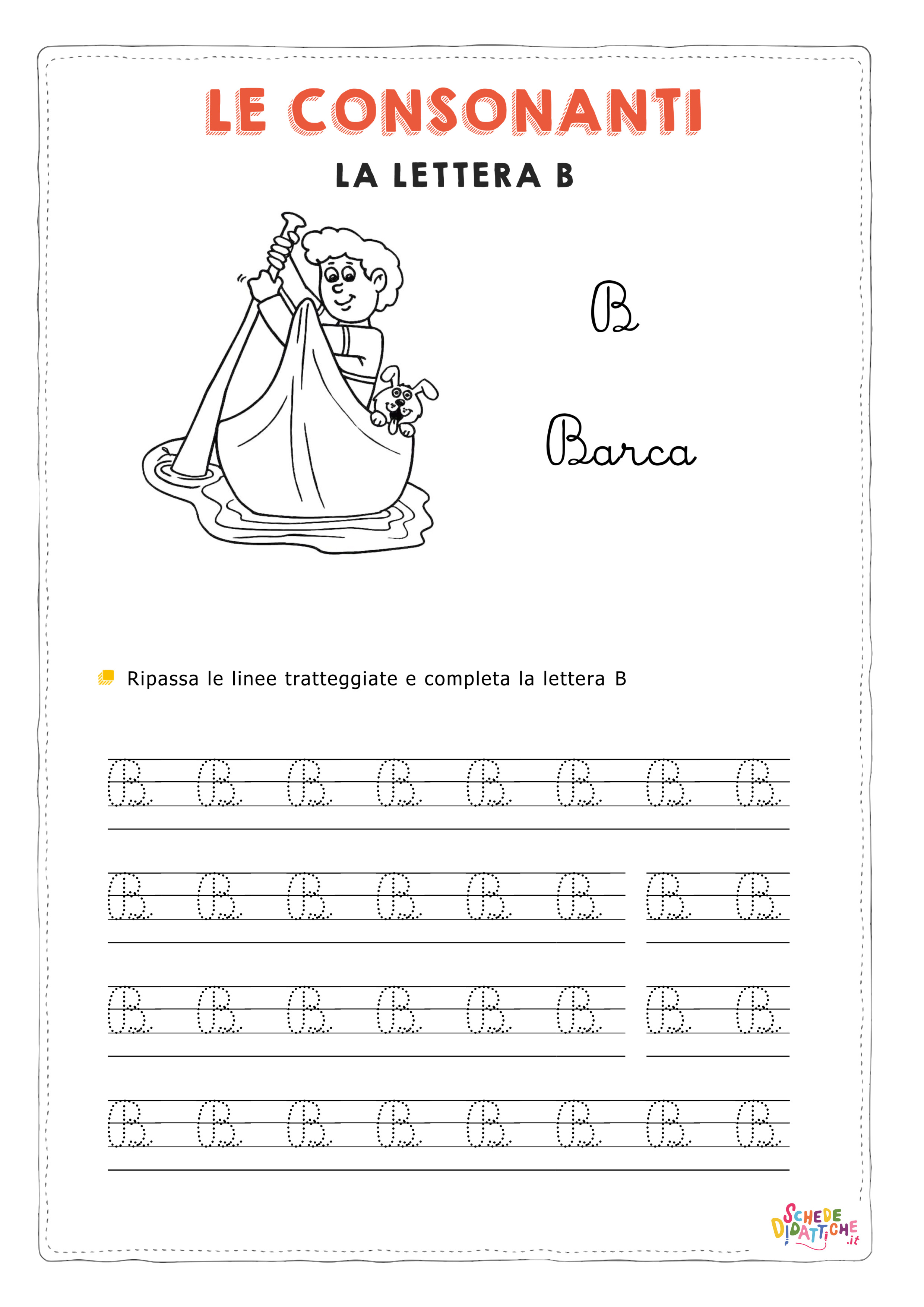 La Consonante B - Corsivo Maiuscolo - Schede Didattiche