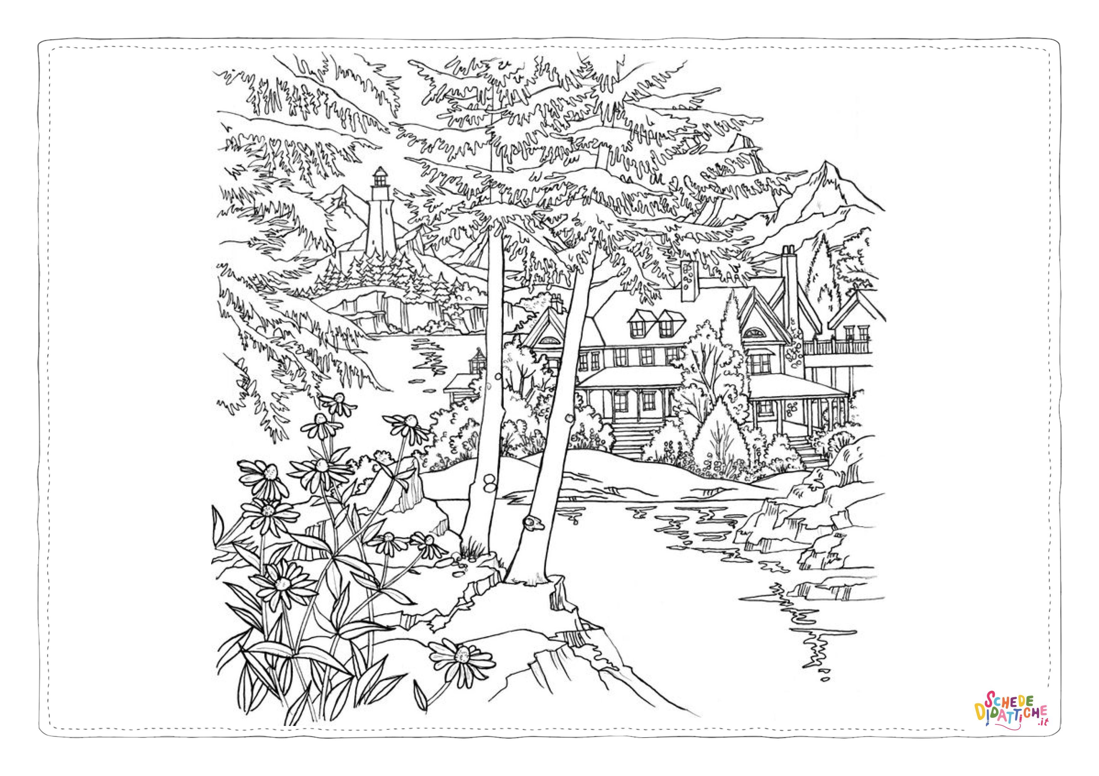 Disegno "Disegno di paesaggio da stampare e colorare 40" Disegno di paesaggio da stampare e colorare 40