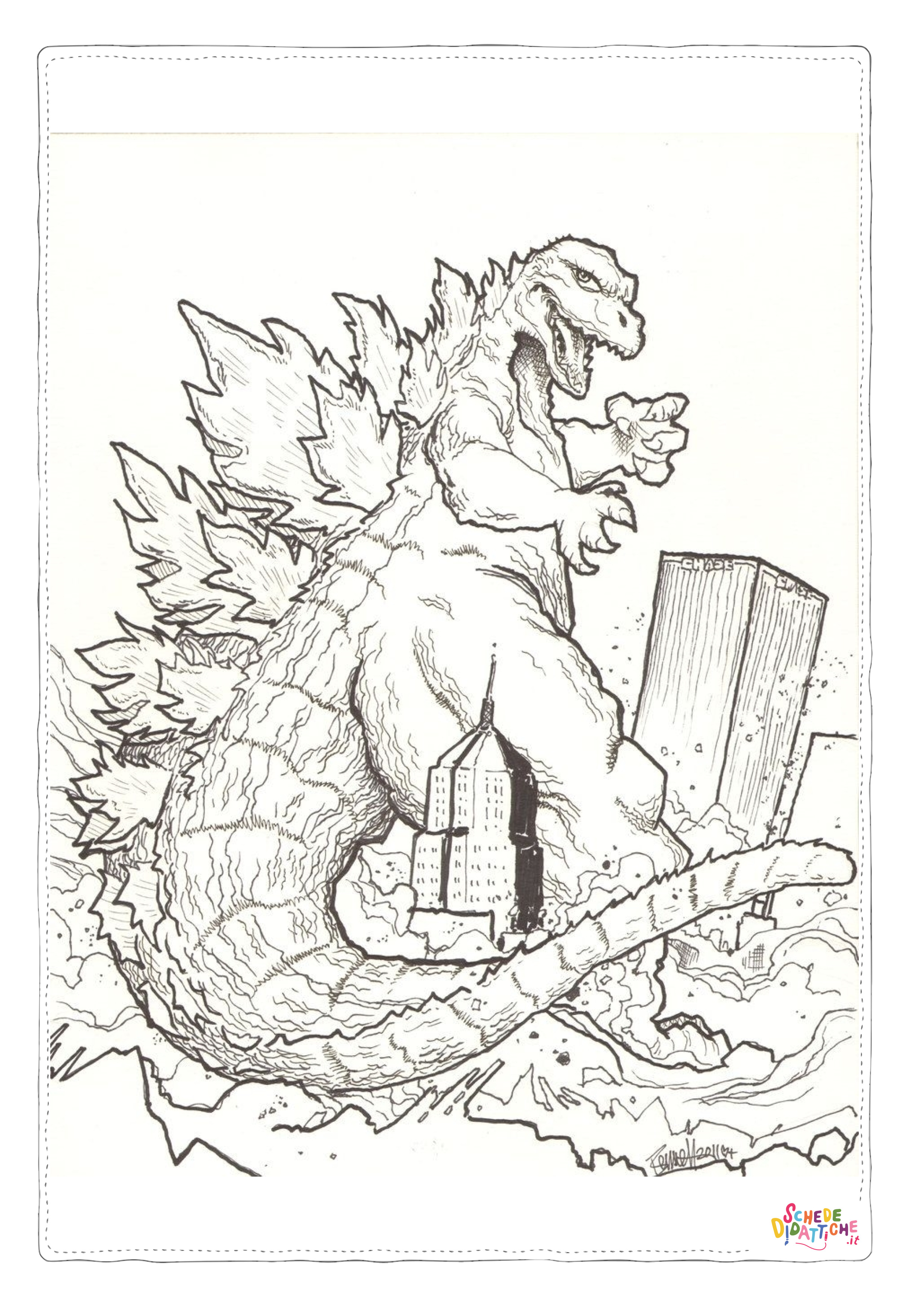 Disegno di Godzilla da stampare e colorare