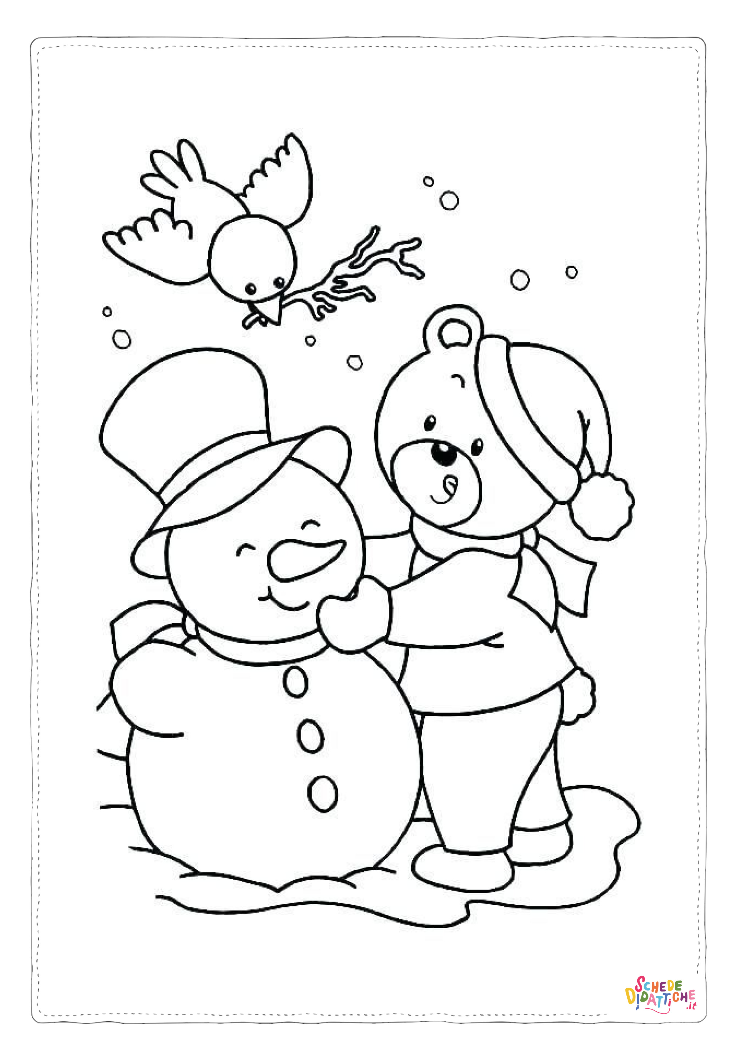 Disegno di pupazzo di neve da stampare e colorare 123