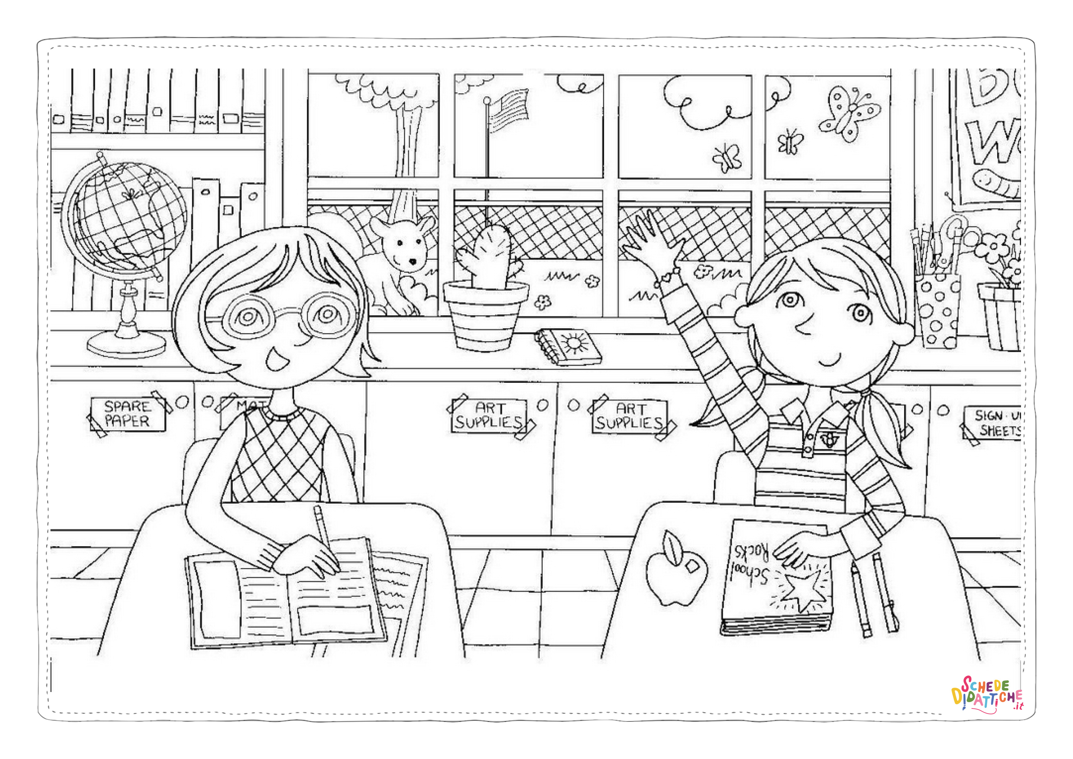 Disegno "Disegno di scuola da stampare e colorare 32" Disegno di scuola da stampare e colorare 32