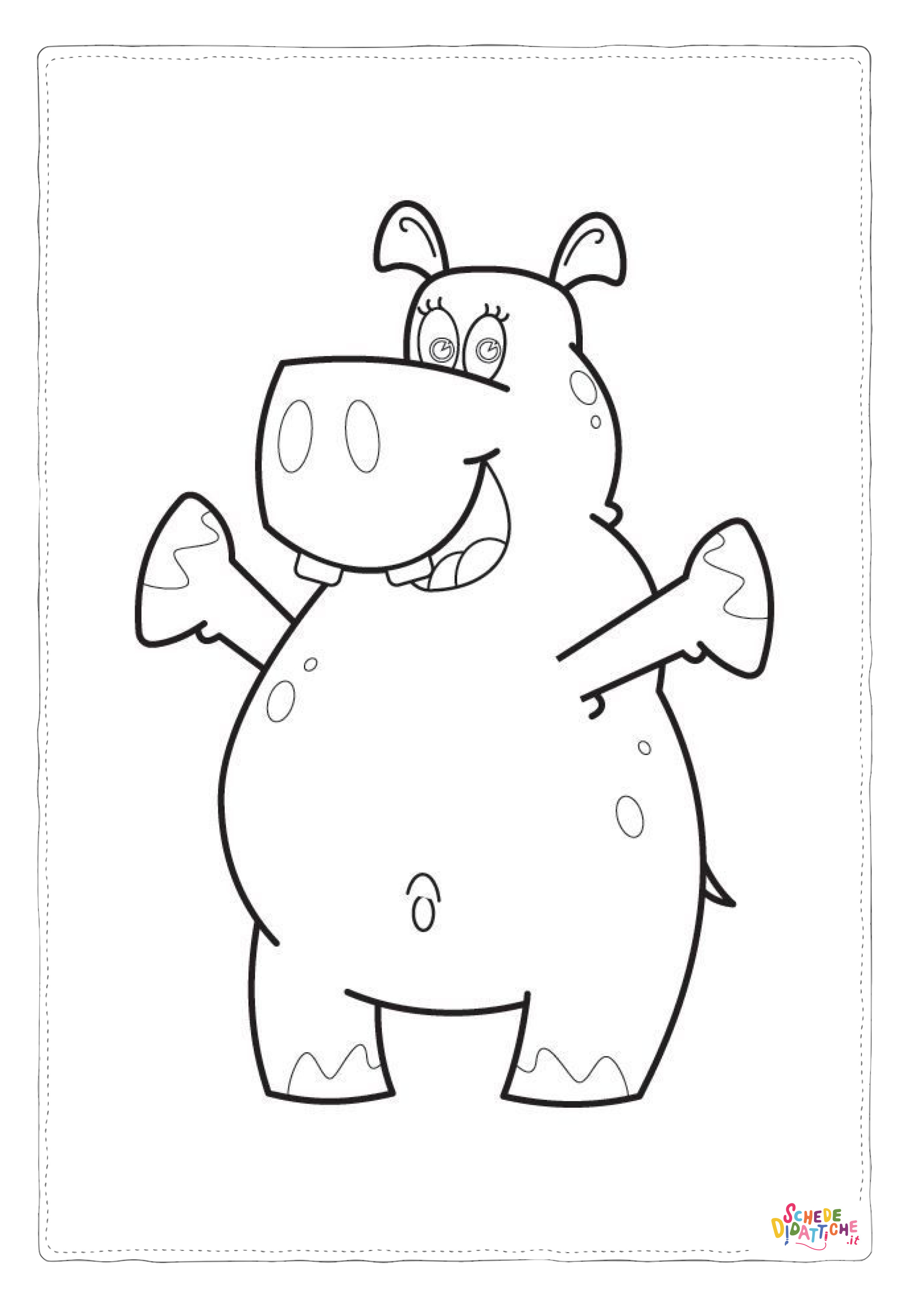 Disegno "Disegno di ippopotamo da stampare e colorare 57" Disegno di ippopotamo da stampare e colorare 57