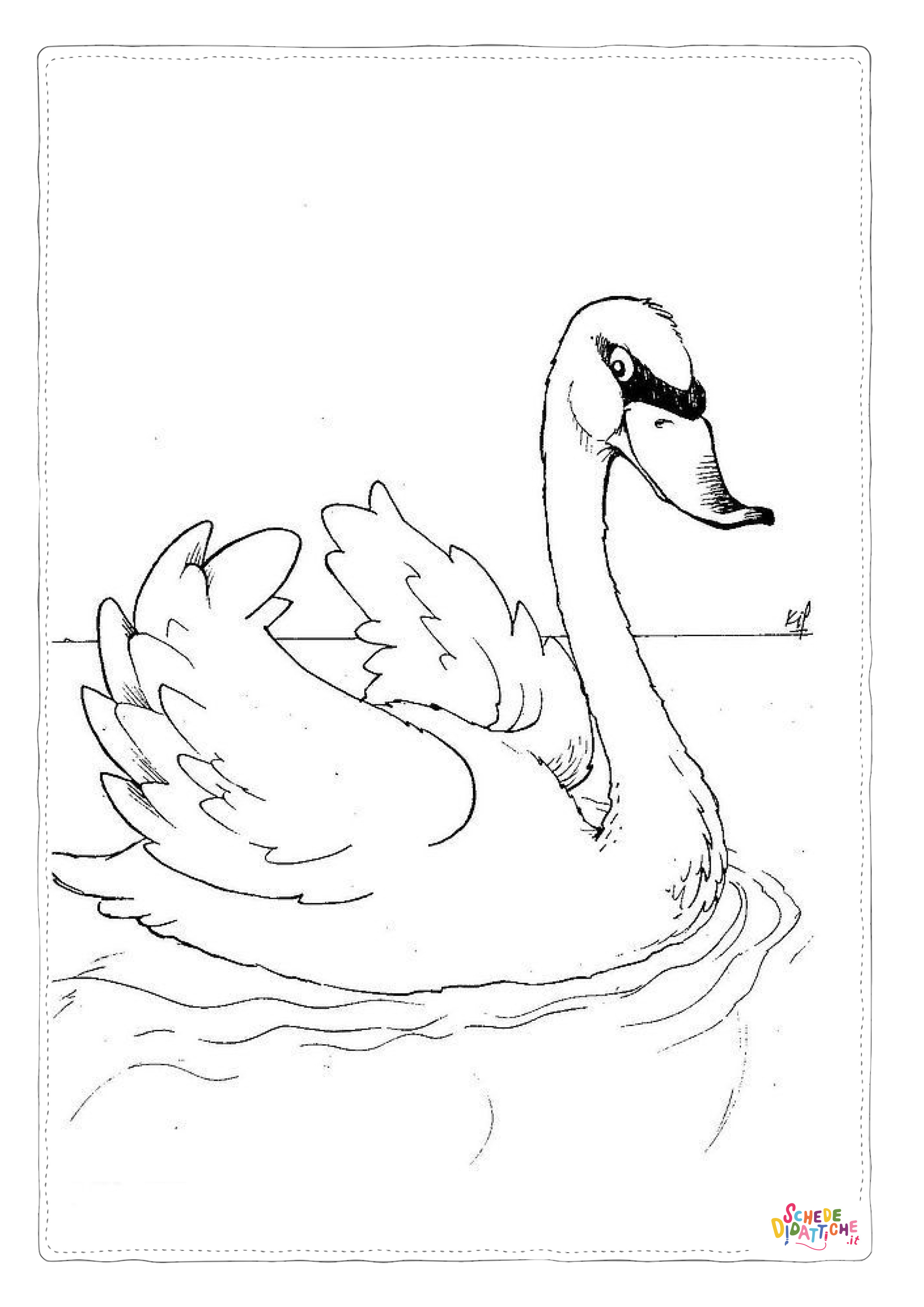 Disegno di cigno da stampare e colorare 6