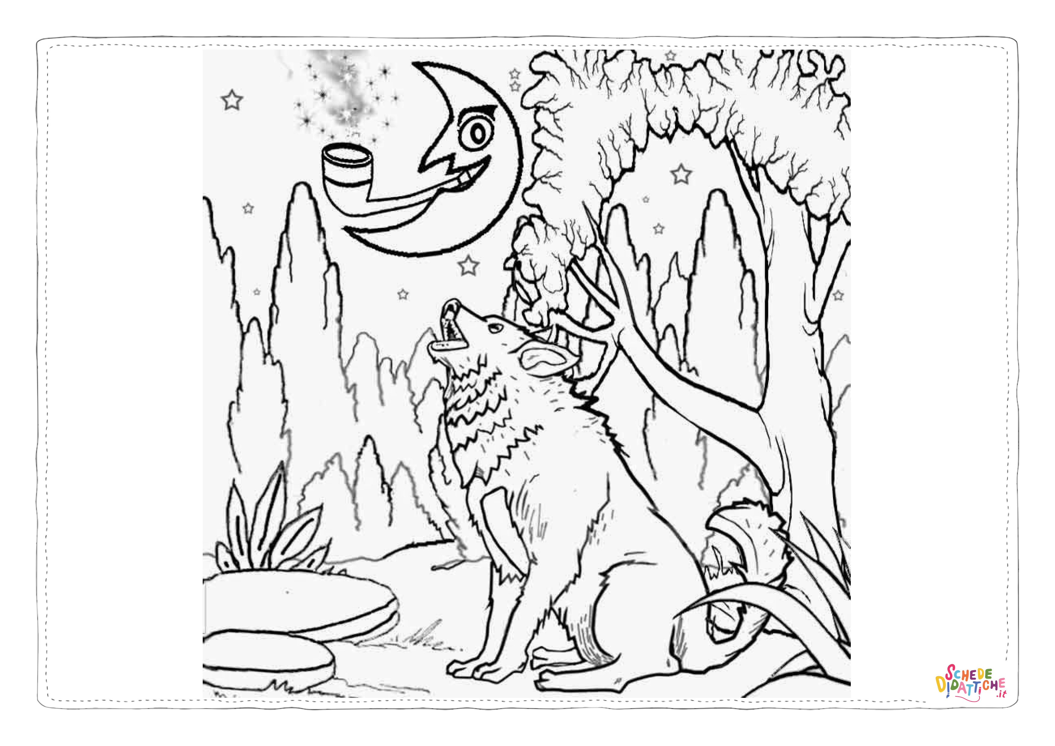 Disegno di lupo da stampare e colorare 16