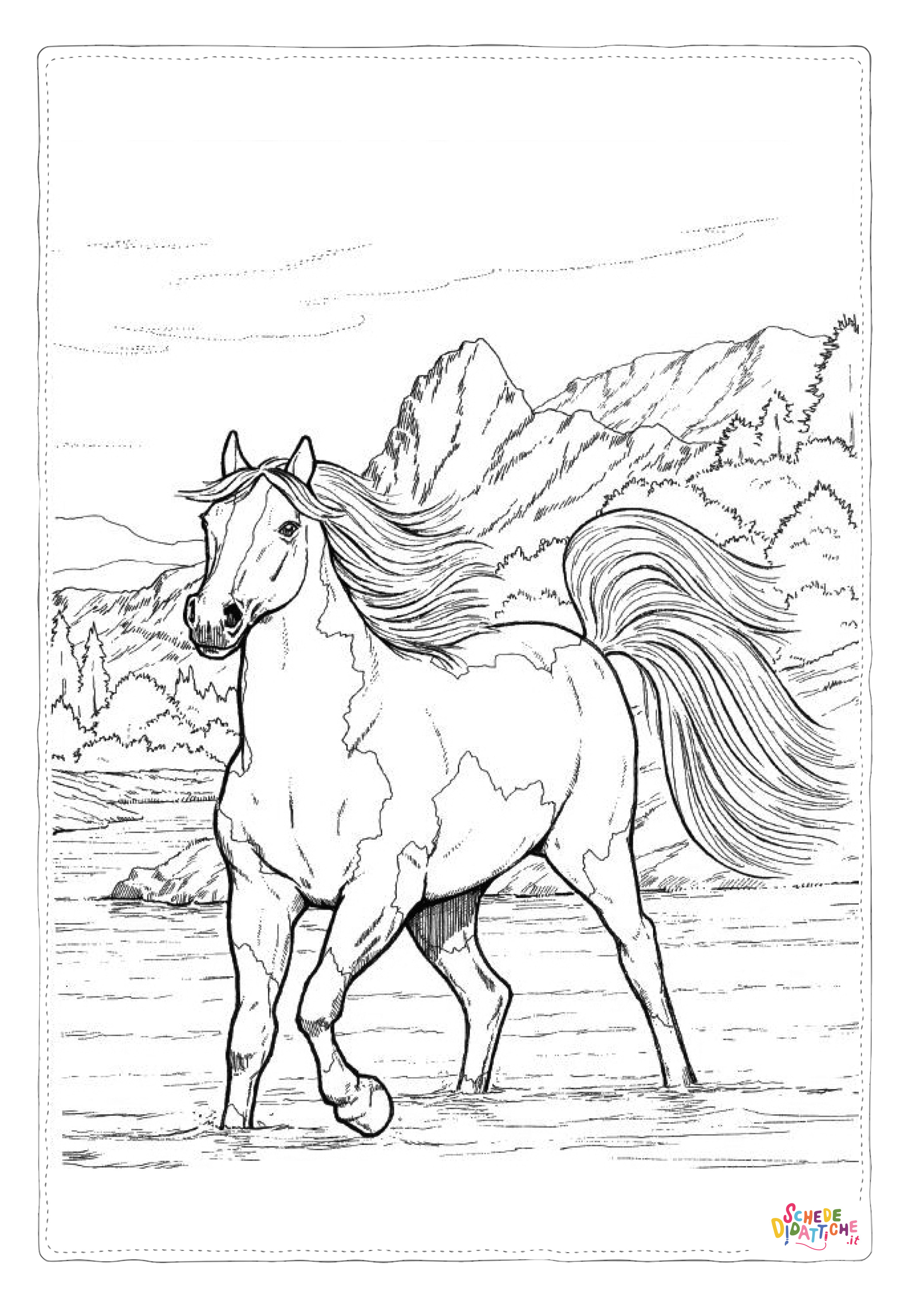 Disegno "Disegno di cavallo da stampare e colorare 166" Disegno di cavallo da stampare e colorare 166