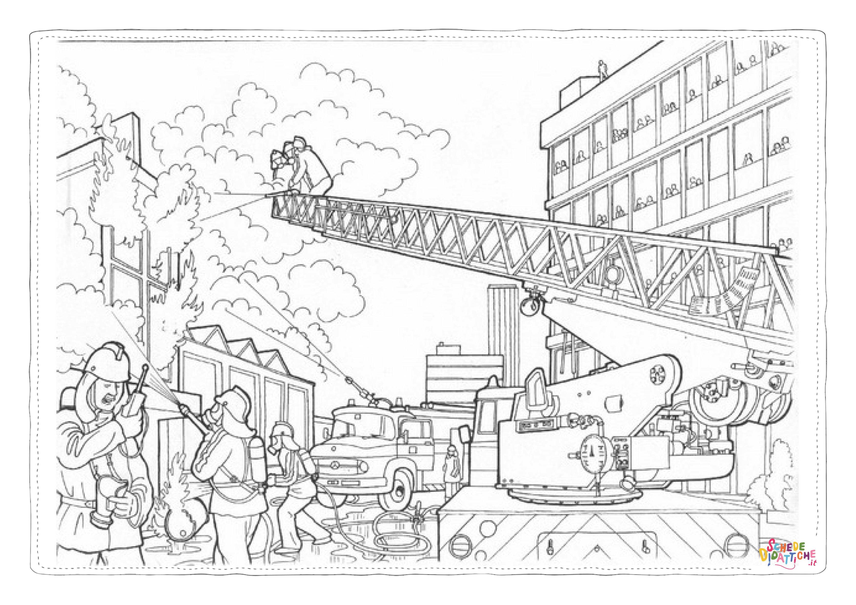 Disegno di camion dei pompieri da stampare e colorare 10