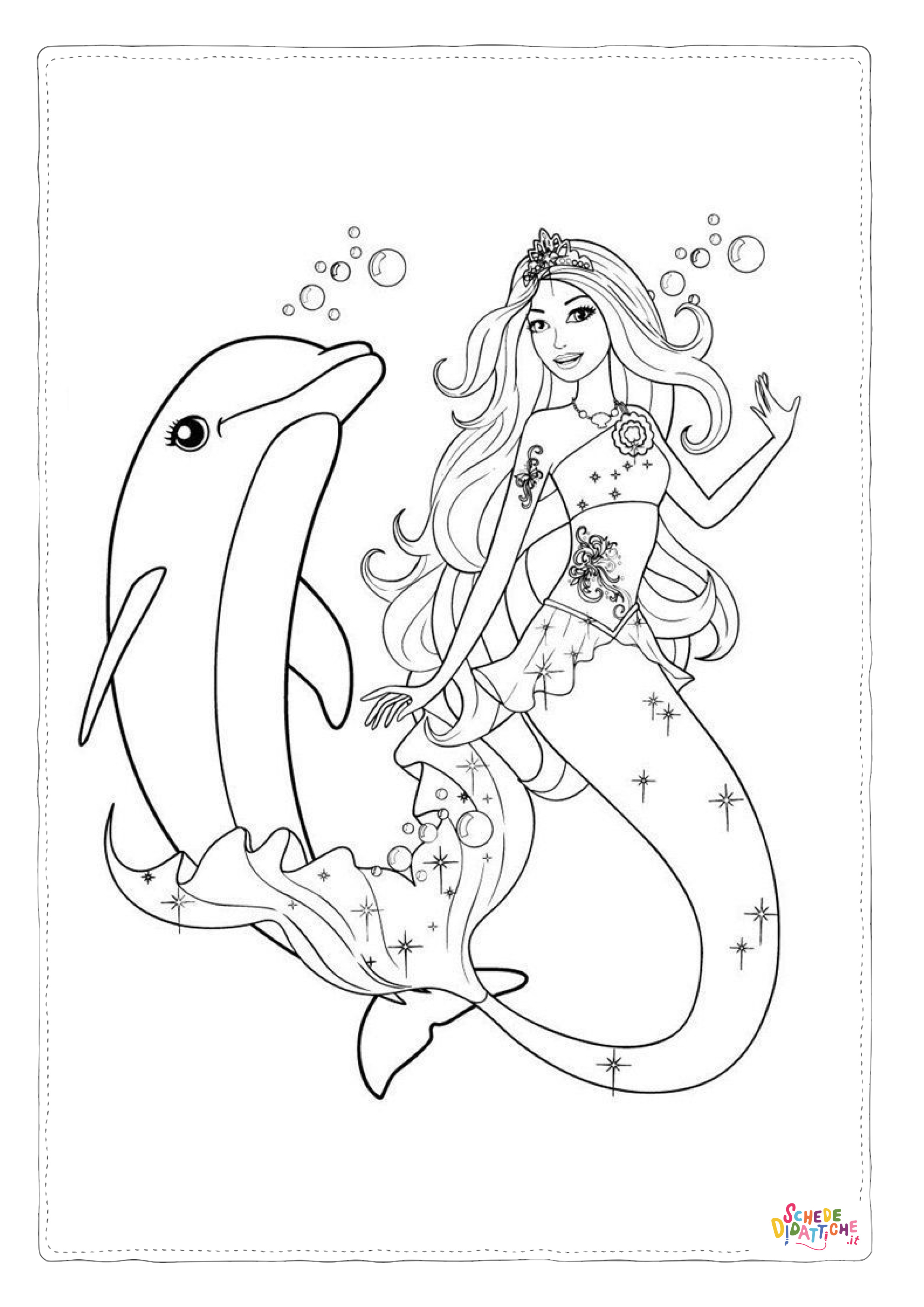 Disegno di Barbie Sirena da stampare e colorare 2