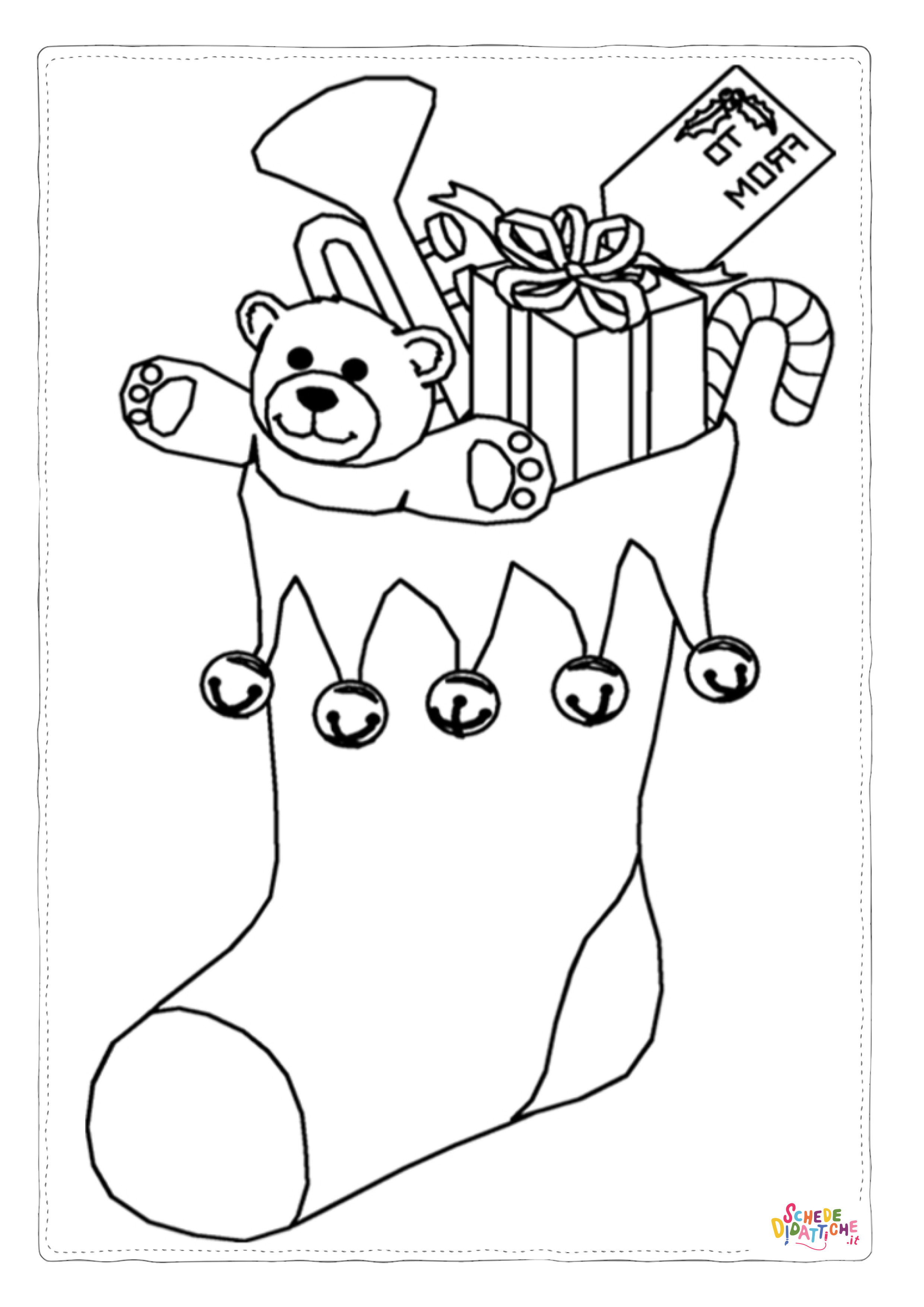 Disegno di calza di Natale da stampare e colorare 3