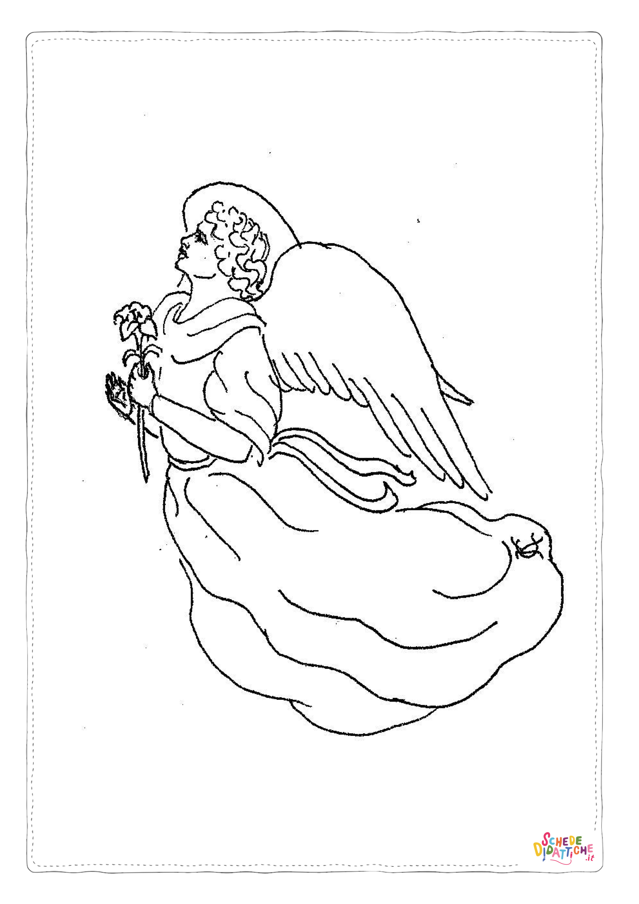 Disegno "Disegno di angelo da stampare e colorare 53" Disegno di angelo da stampare e colorare 53