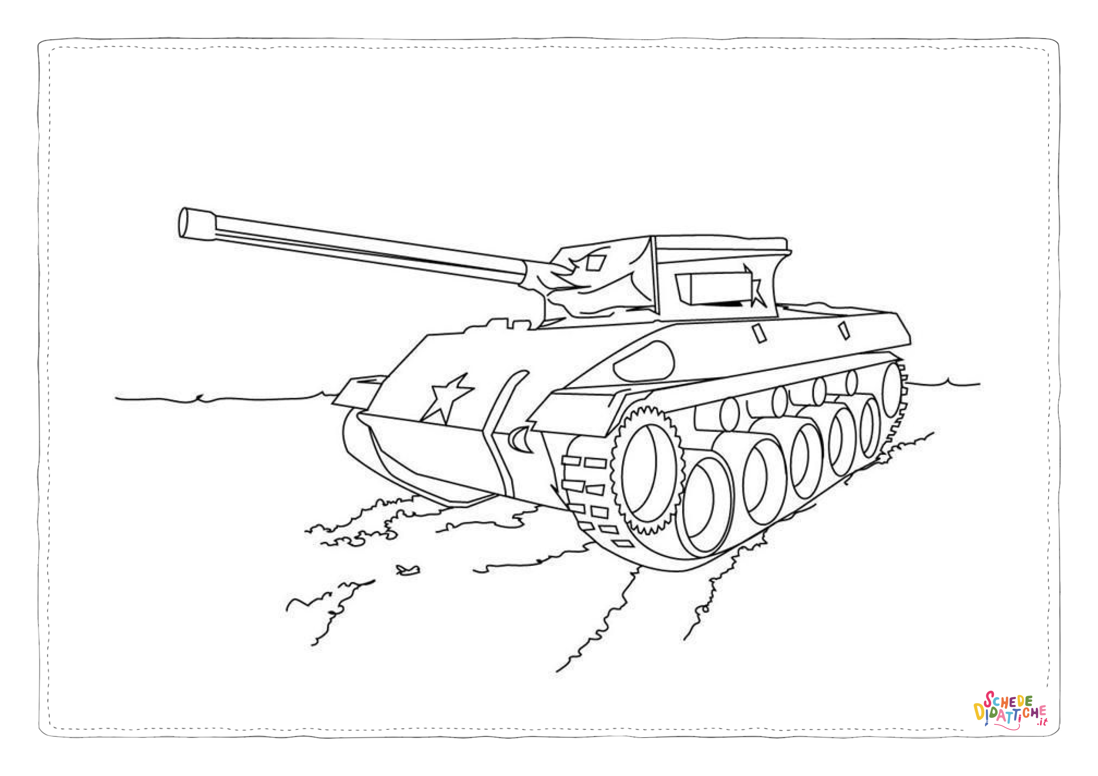Disegno di carro armato da stampare e colorare 44