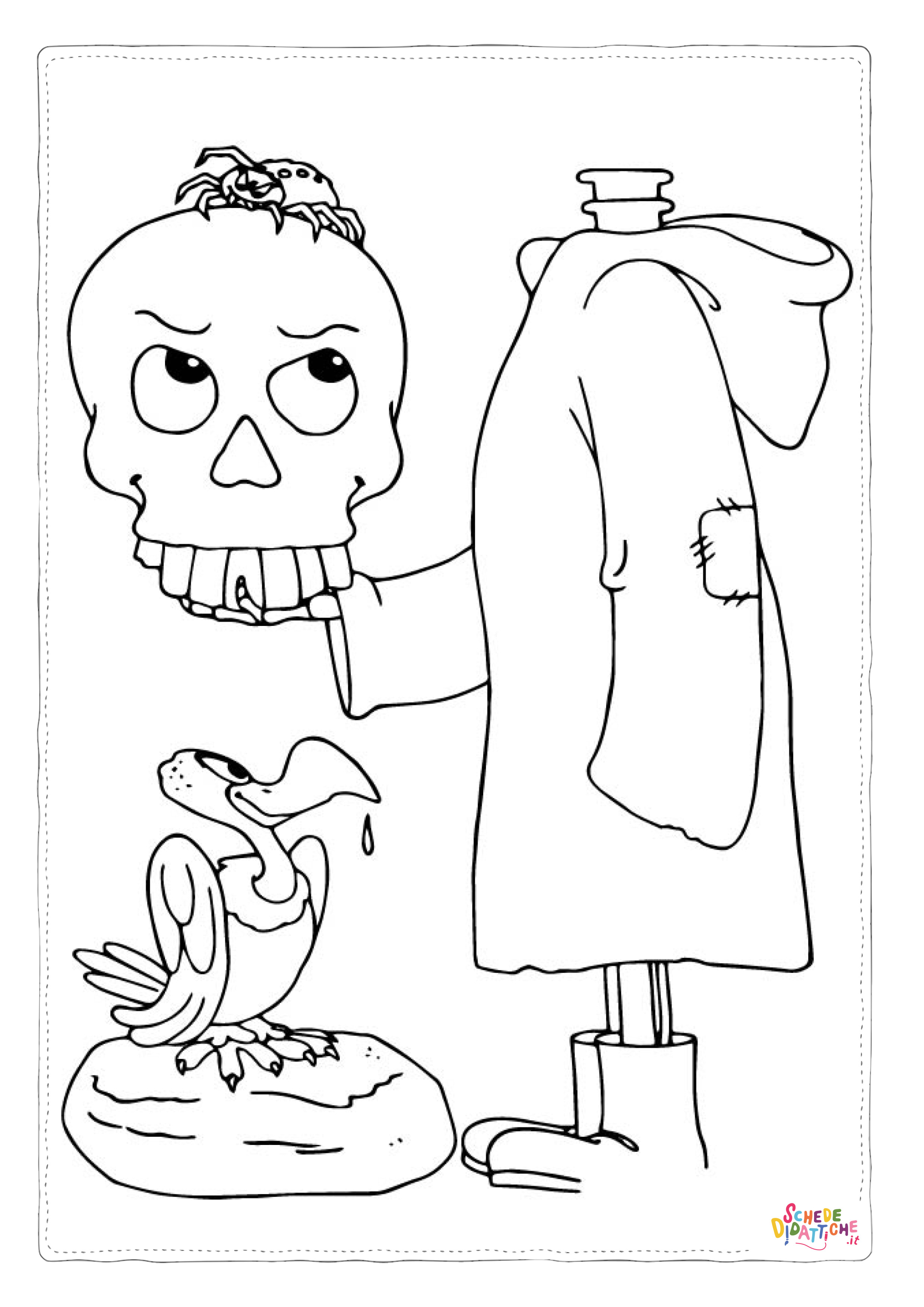 Disegno "Disegno di teschio e scheletro da stampare e colorare 2" Disegno di teschio e scheletro da stampare e colorare 2