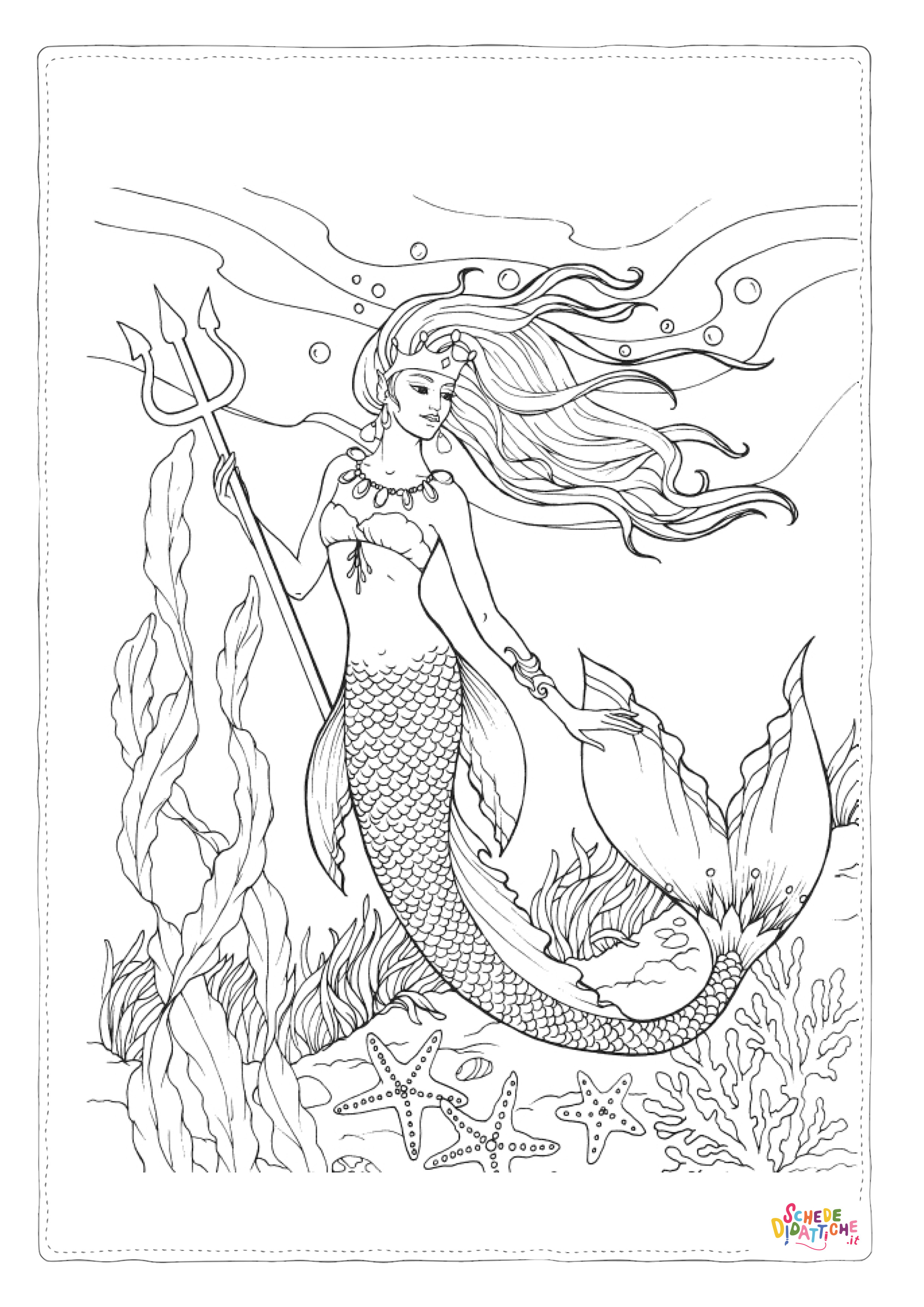 Disegno "Disegno di sirena da stampare e colorare 37" Disegno di sirena da stampare e colorare 37