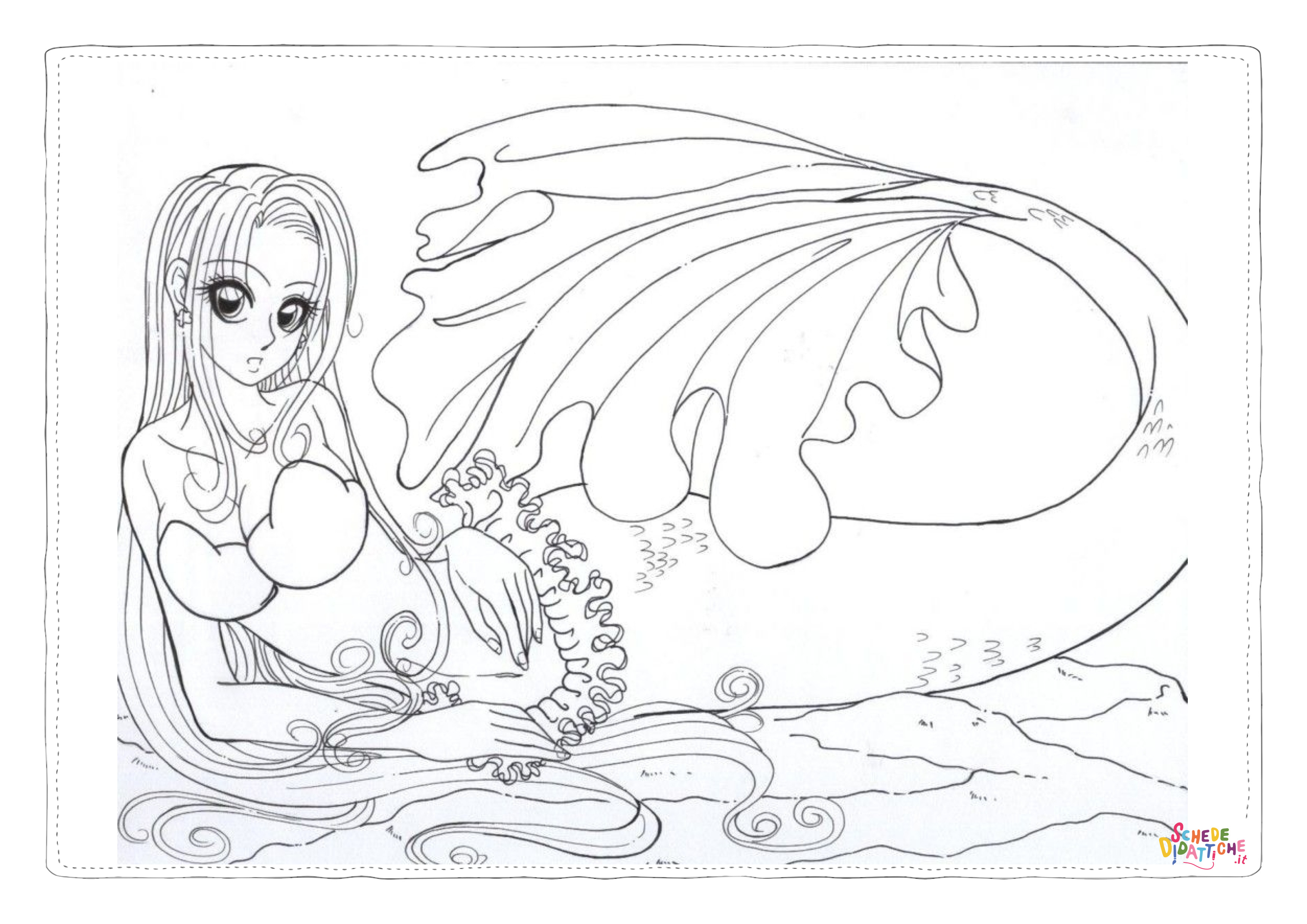 Disegno "Disegno di sirena da stampare e colorare 7" Disegno di sirena da stampare e colorare 7