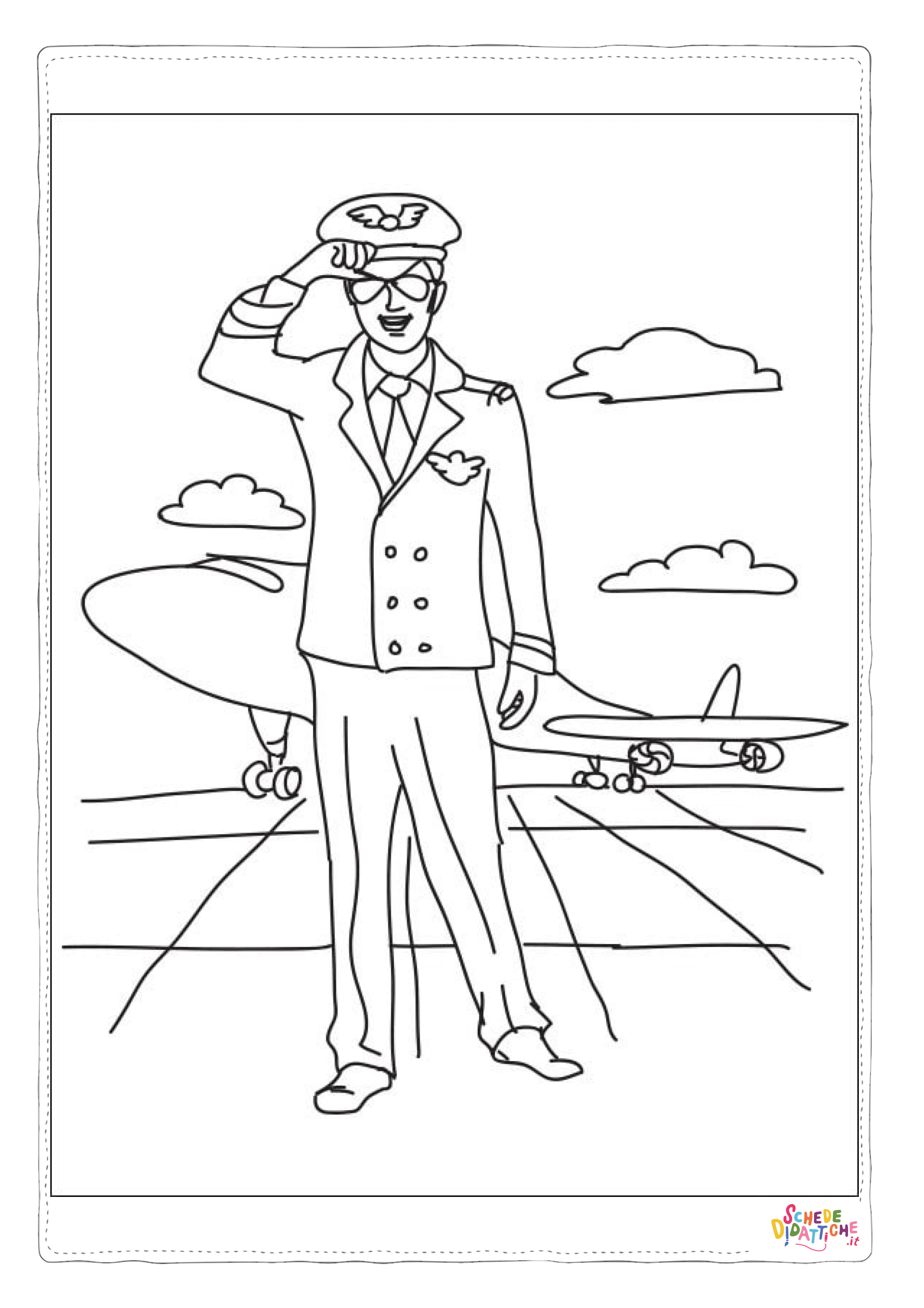 Disegno di pilota aereo da stampare e colorare