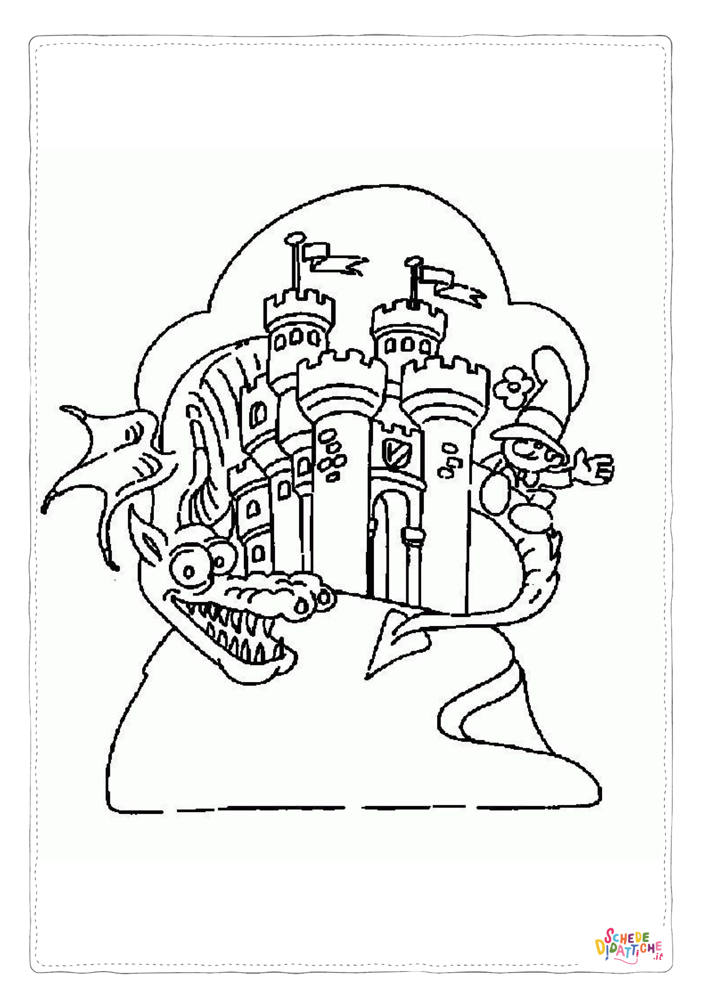 Disegno "Disegno di dragone da stampare e colorare 3" Disegno di dragone da stampare e colorare 3