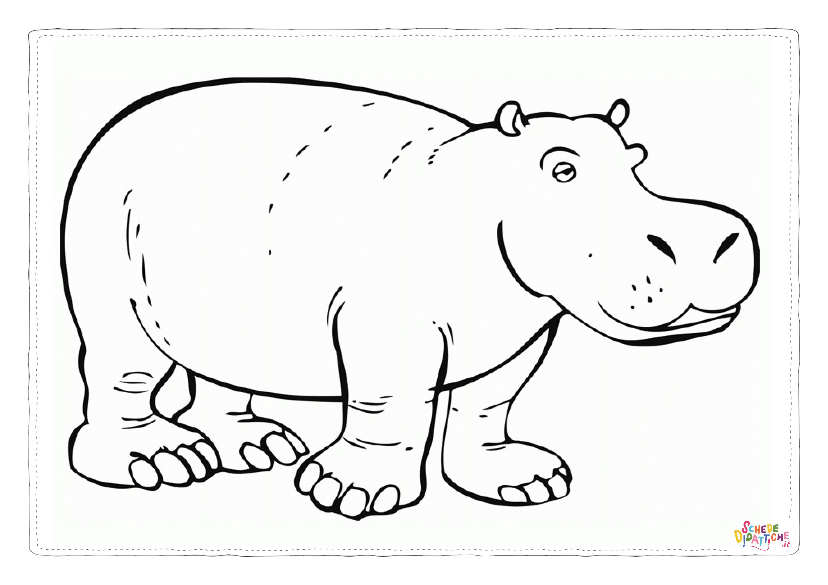 Disegno "Disegno di ippopotamo da stampare e colorare 5" Disegno di ippopotamo da stampare e colorare 5