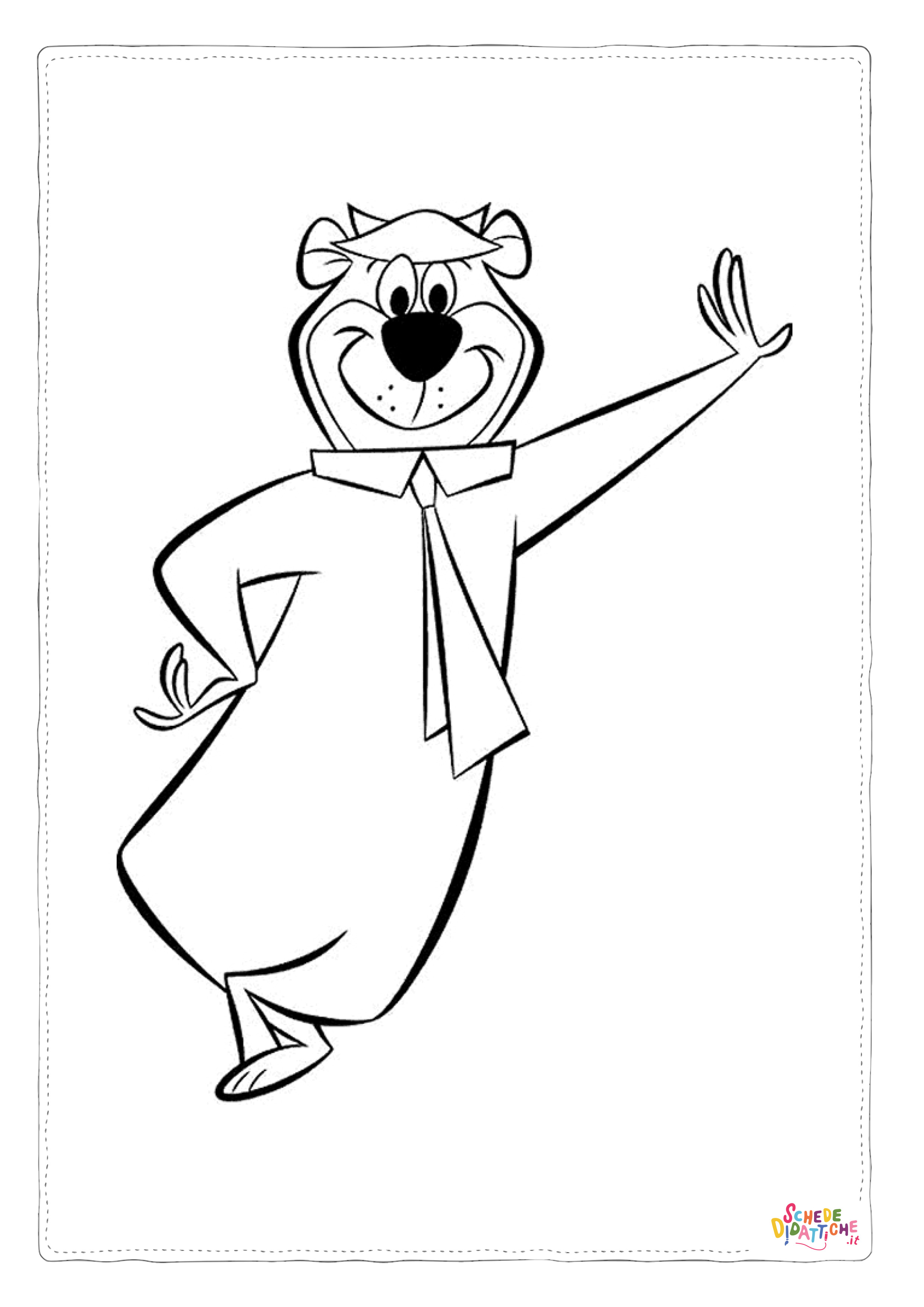 Disegno di Orso Yoghi da stampare e colorare 2