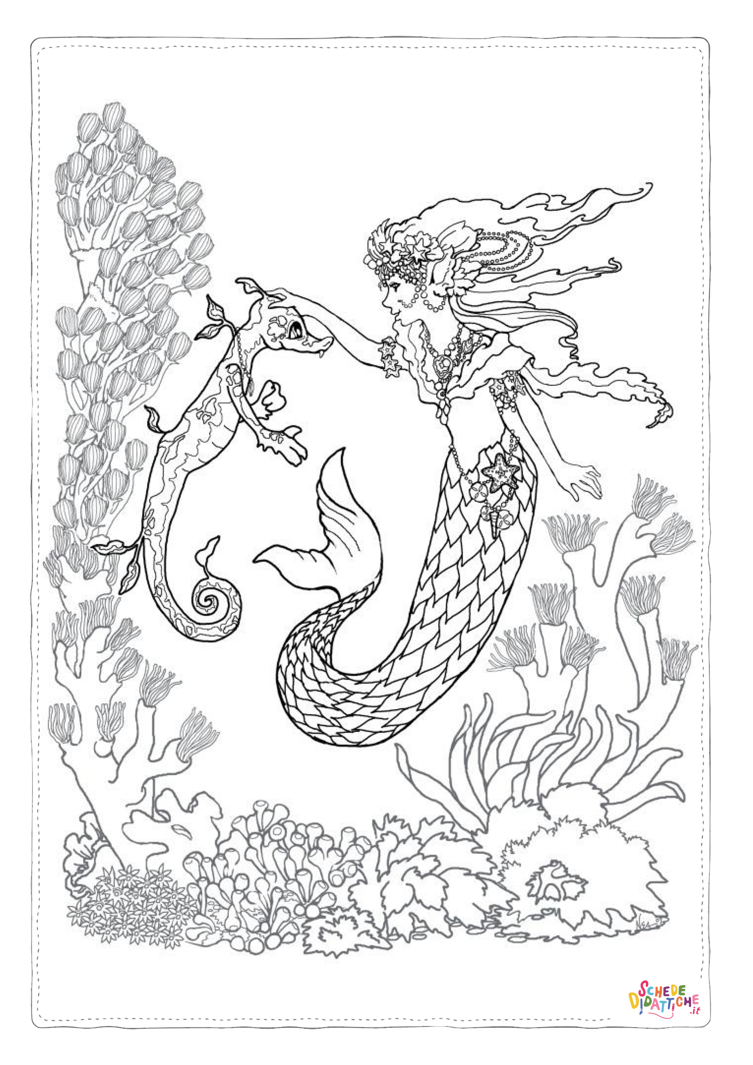 Disegno "Disegno di sirena da stampare e colorare 25" Disegno di sirena da stampare e colorare 25