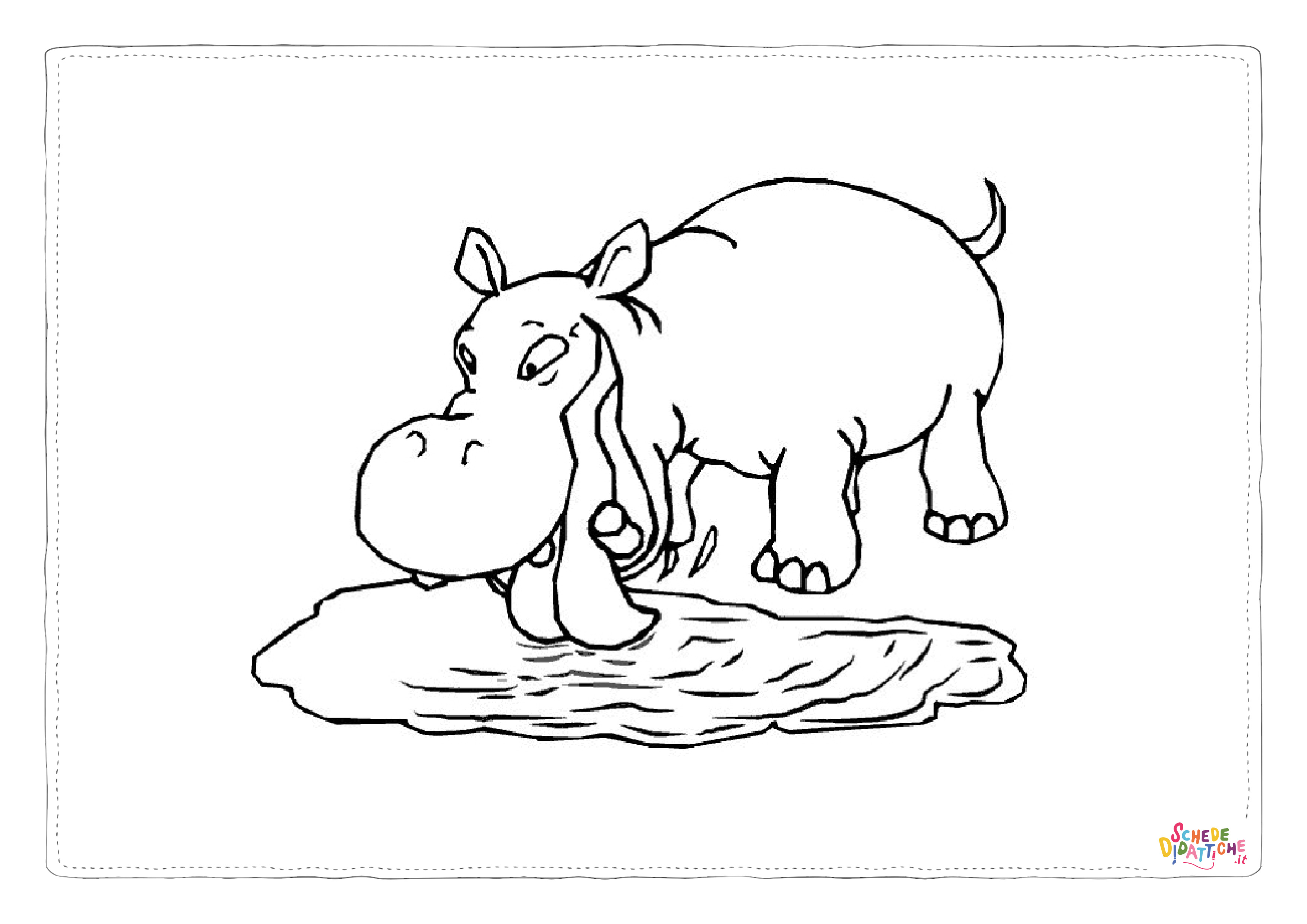 Disegno di ippopotamo da stampare e colorare 28