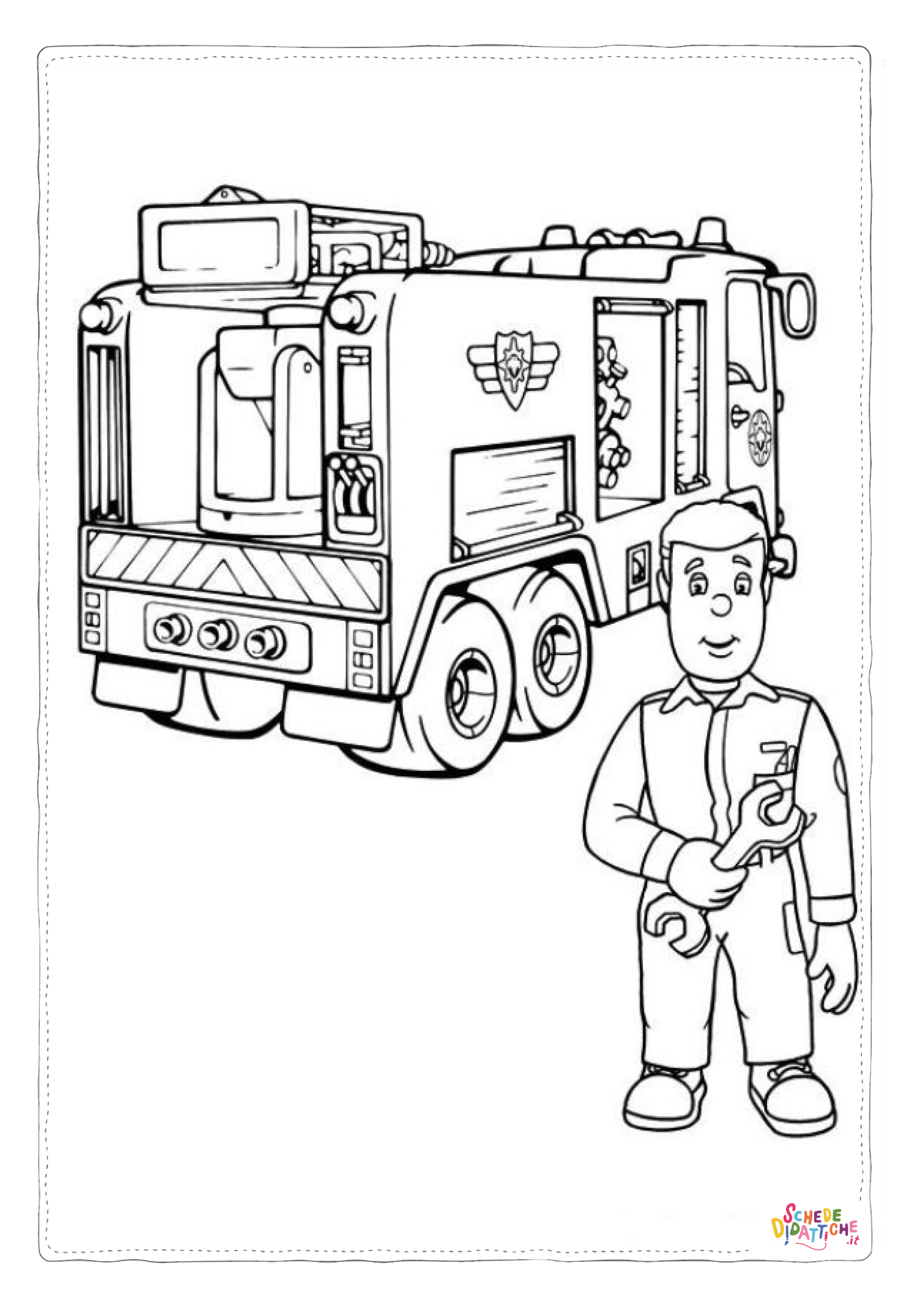 Disegno di camion dei pompieri da stampare e colorare 22
