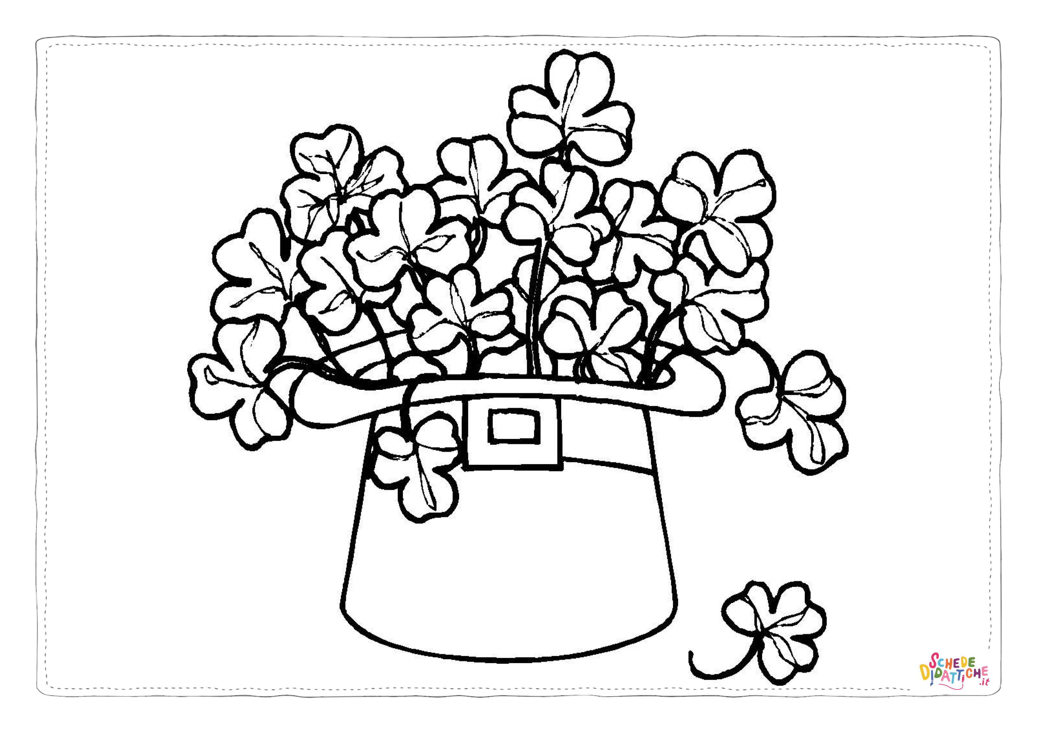 Disegno "Disegno di trifoglio e quadrifoglio da stampare e colorare 2" Disegno di trifoglio e quadrifoglio da stampare e colorare 2