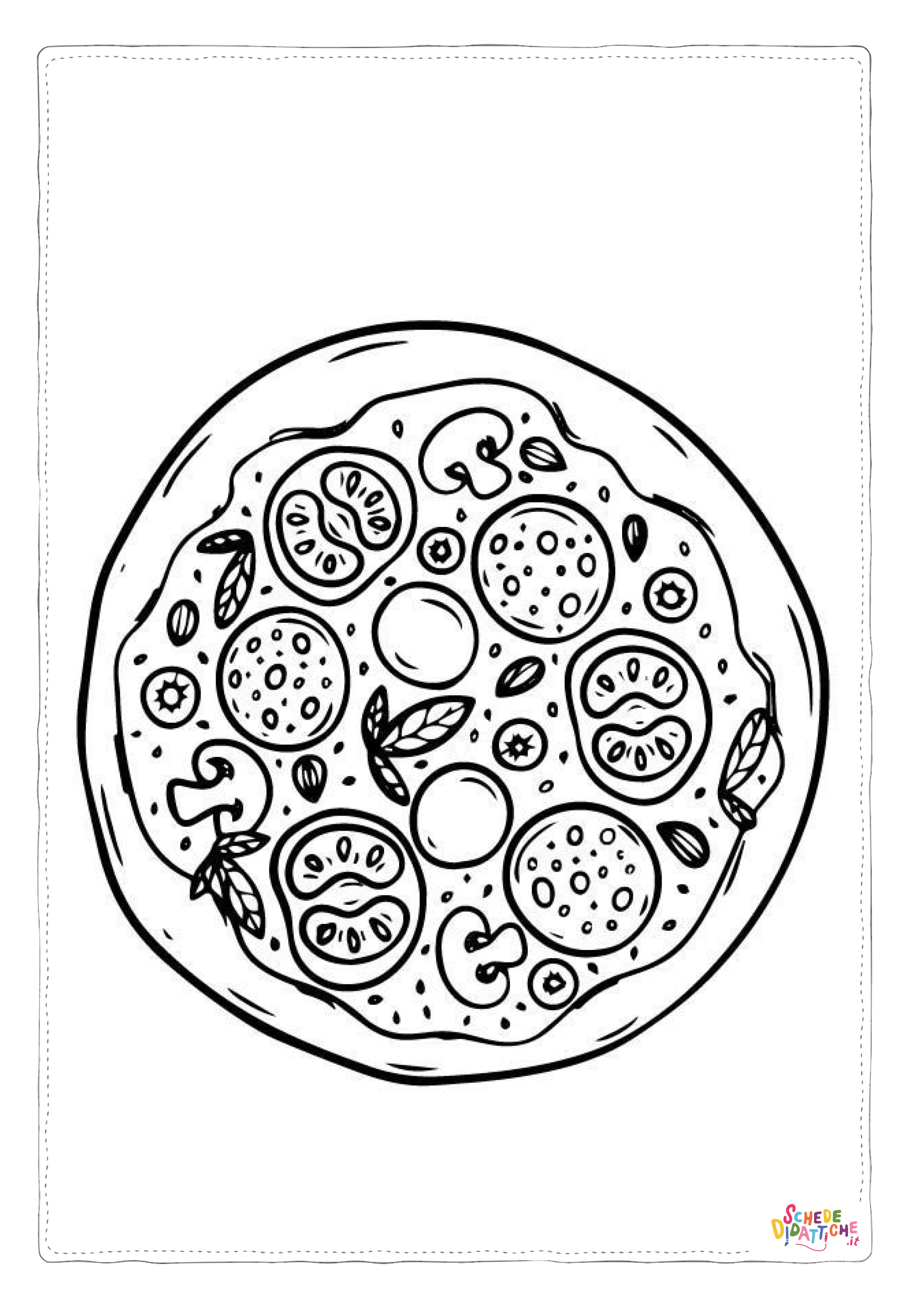 Disegno "Disegno di pizza da stampare e colorare 29" Disegno di pizza da stampare e colorare 29
