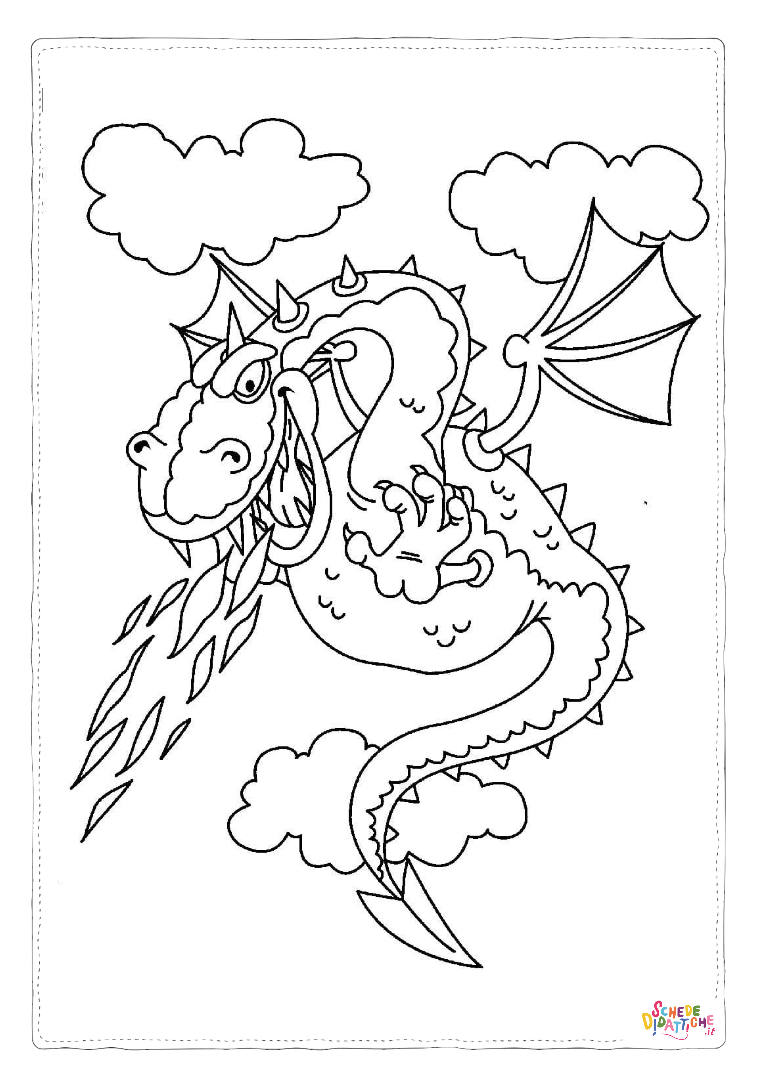 Disegno "Disegno di dragone da stampare e colorare 222" Disegno di dragone da stampare e colorare 222