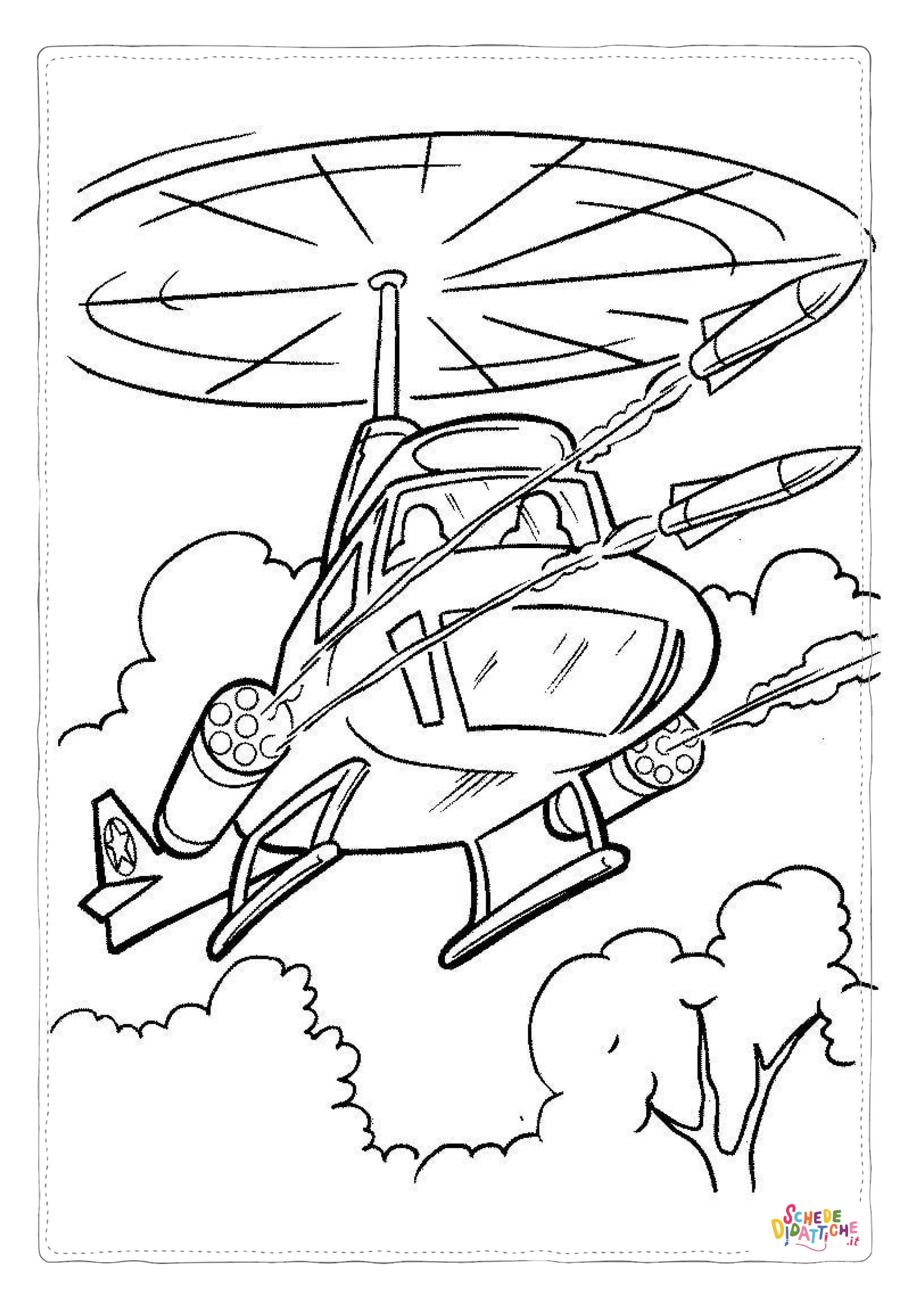 Disegno di elicottero militare da stampare e colorare 4