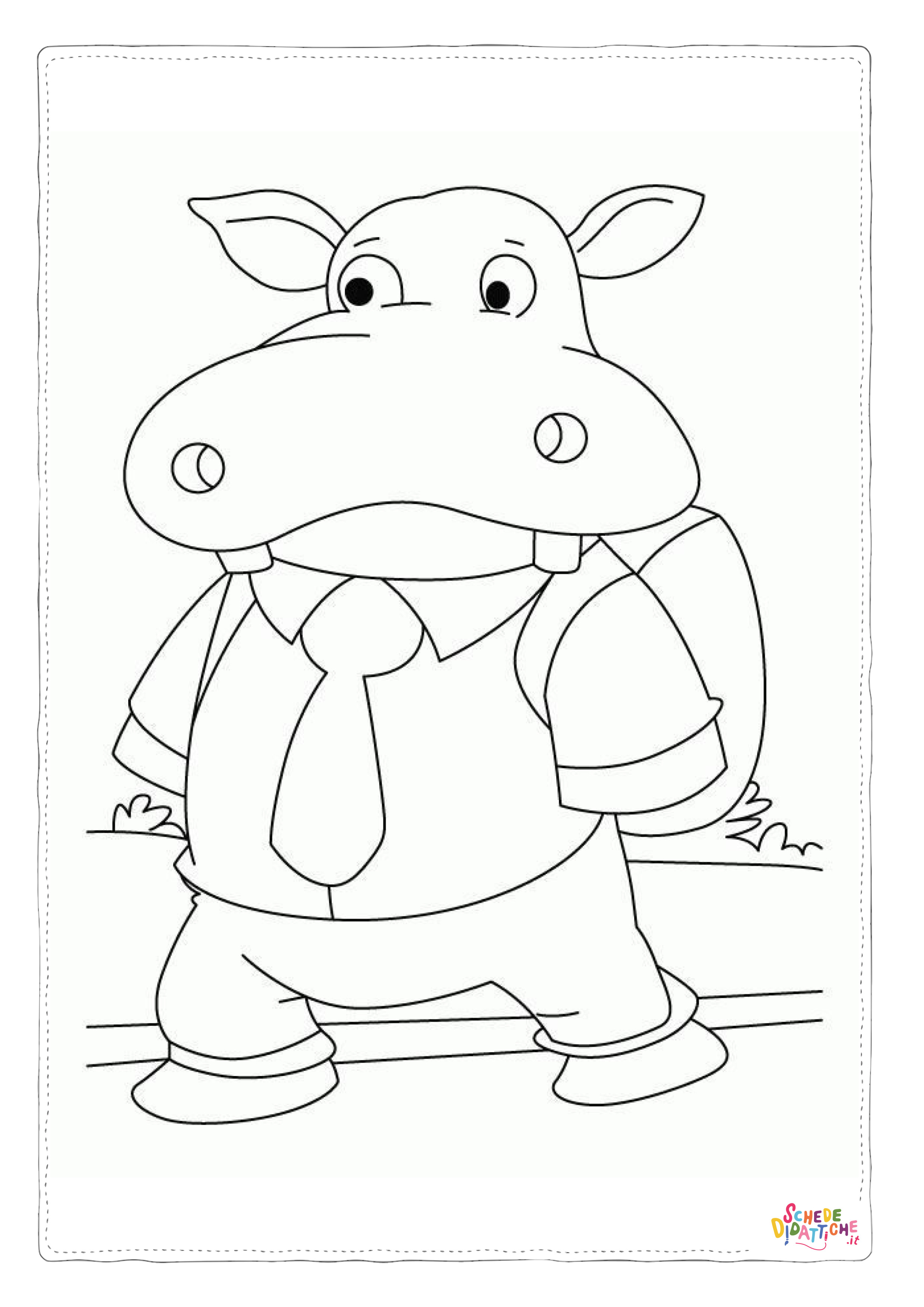 Disegno "Disegno di ippopotamo da stampare e colorare 45" Disegno di ippopotamo da stampare e colorare 45